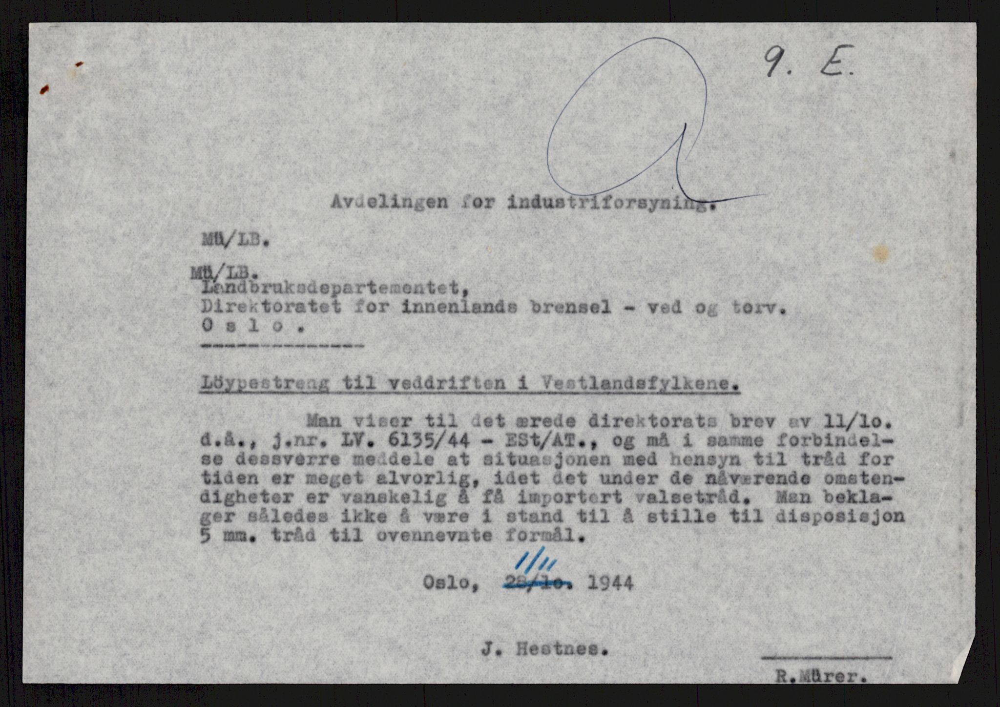Direktoratet for industriforsyning, Sekretariatet, AV/RA-S-4153/D/Df/L0055: 9. Metallkontoret, 1940-1945, p. 173