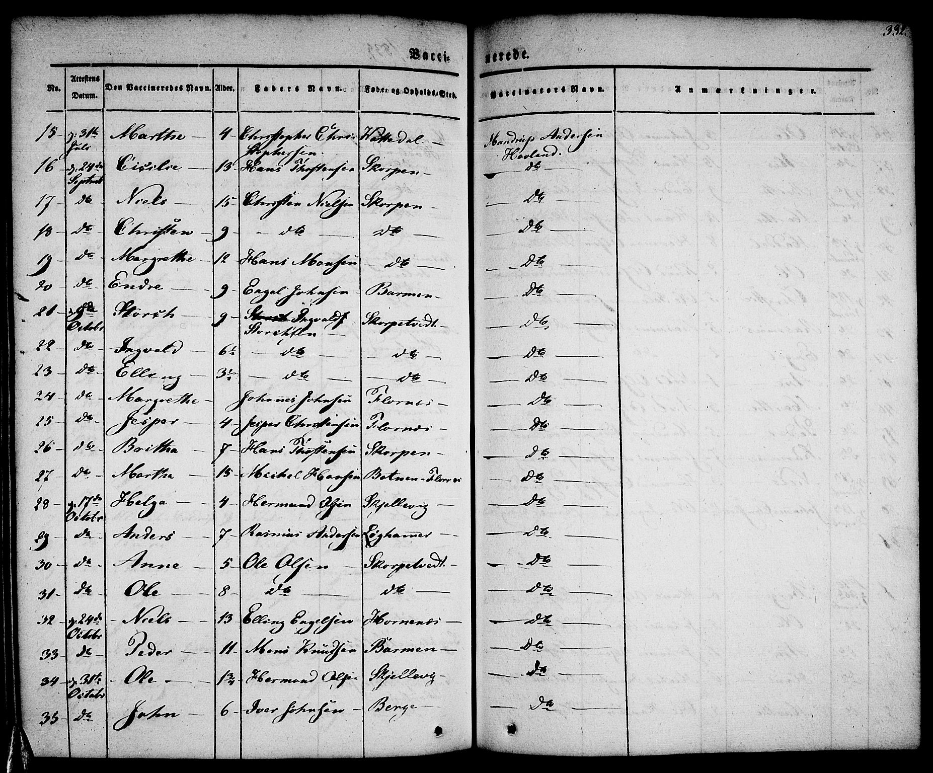 Tysnes sokneprestembete, AV/SAB-A-78601/H/Haa: Parish register (official) no. A 9, 1837-1848, p. 332