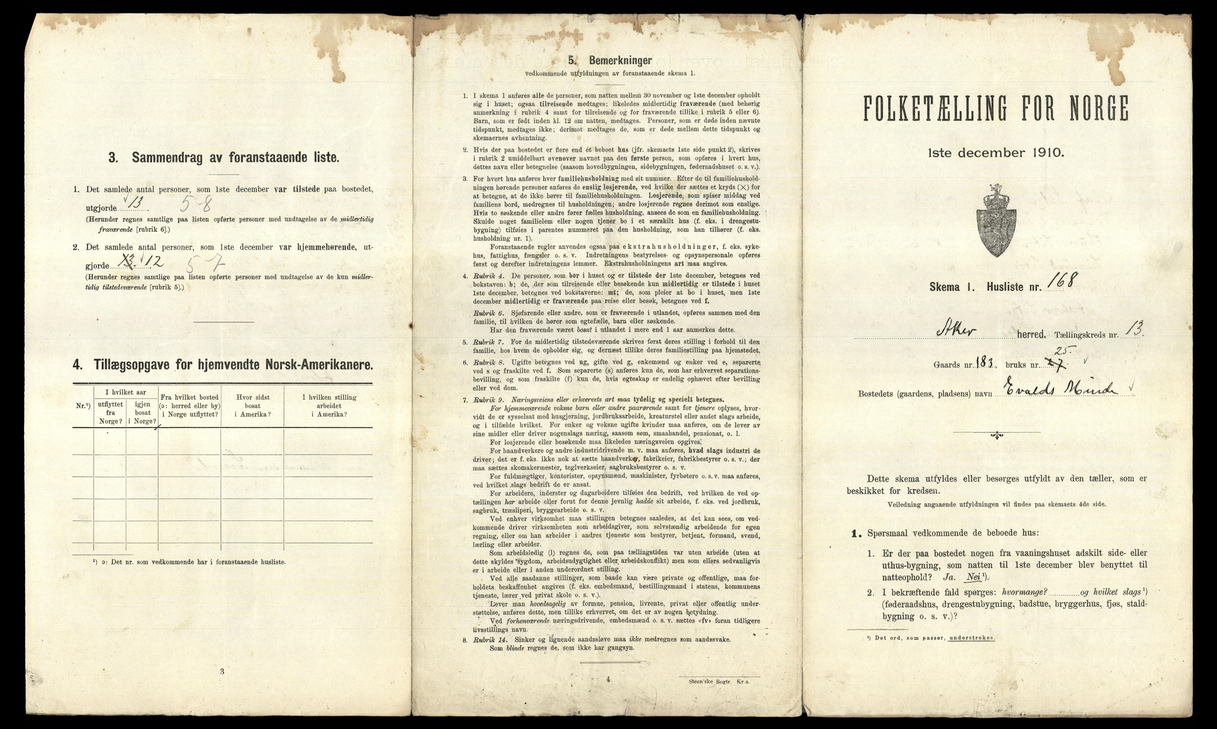 RA, 1910 census for Aker, 1910, p. 4289