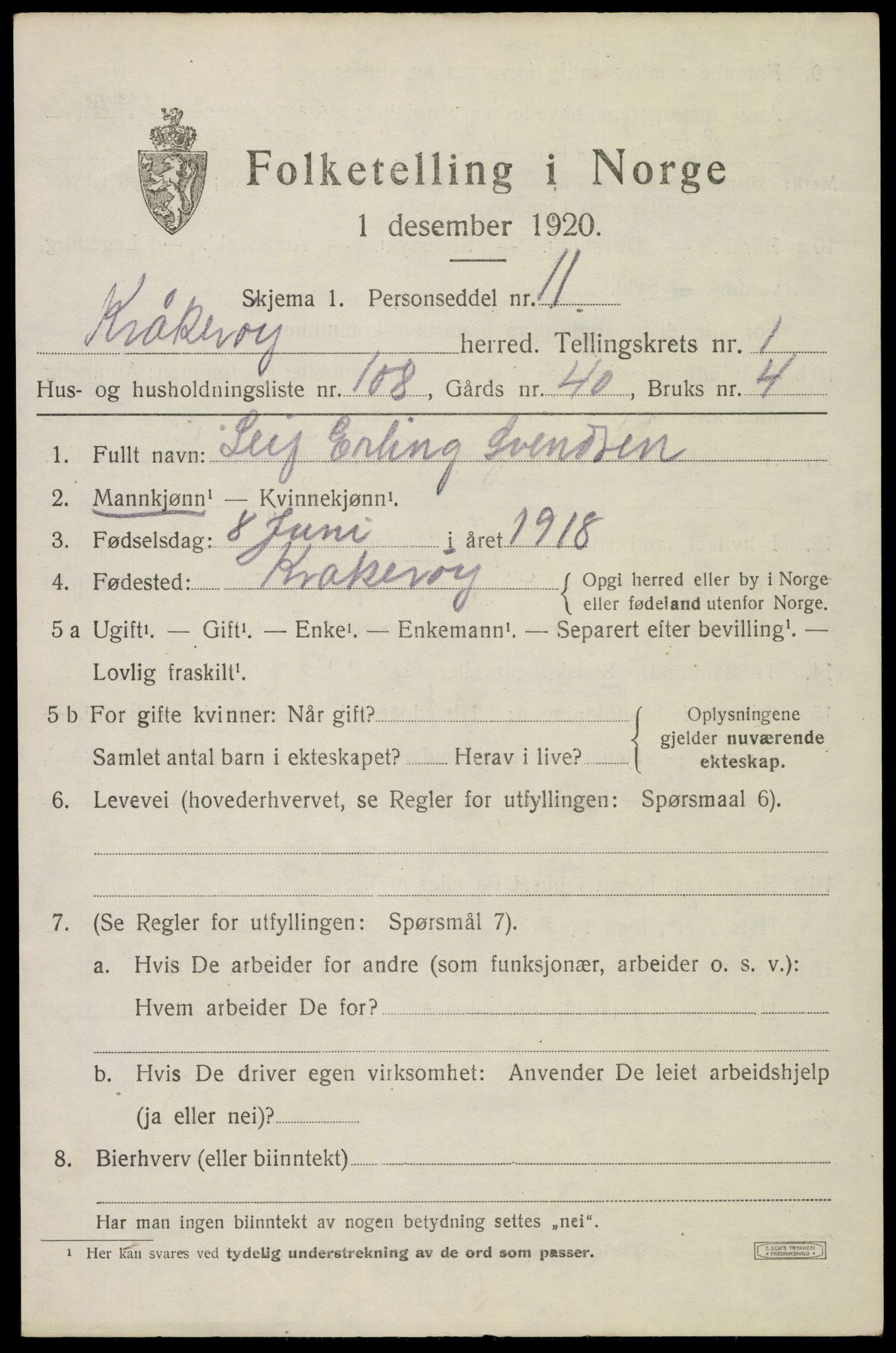 SAO, 1920 census for Kråkerøy, 1920, p. 2580