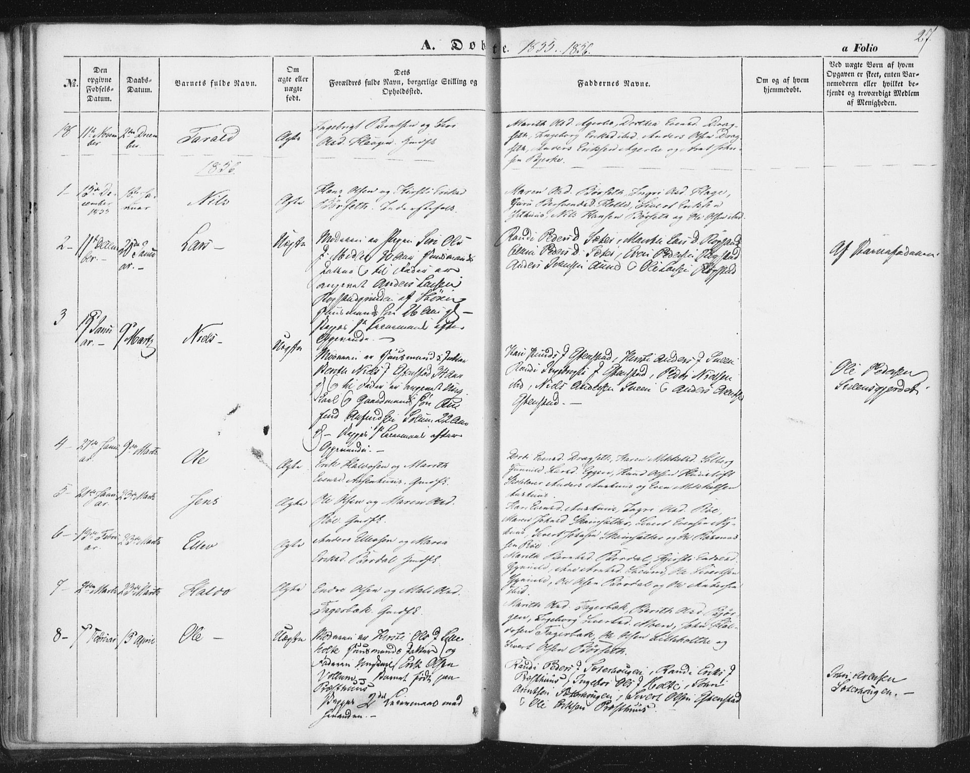 Ministerialprotokoller, klokkerbøker og fødselsregistre - Sør-Trøndelag, SAT/A-1456/689/L1038: Parish register (official) no. 689A03, 1848-1872, p. 27