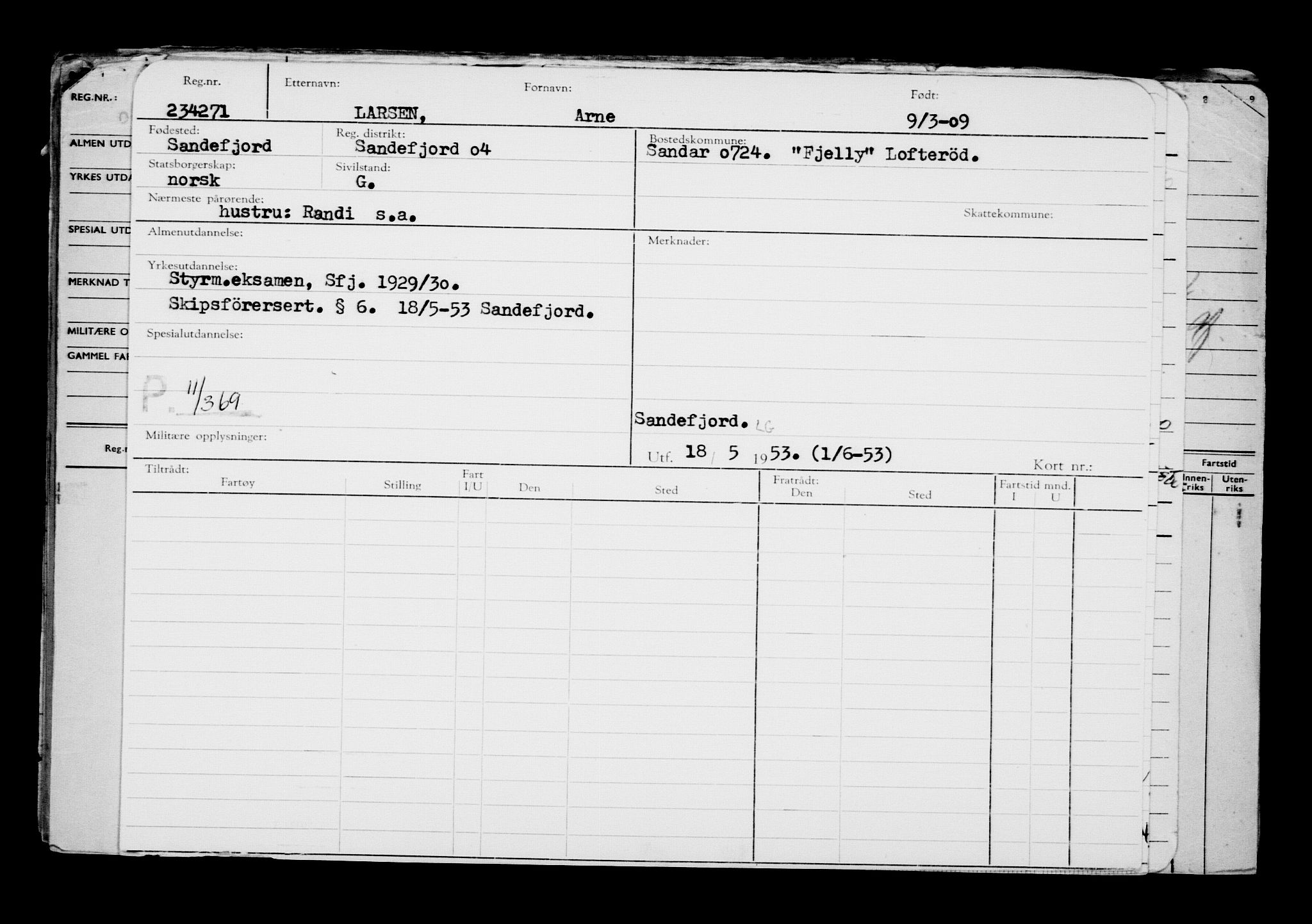 Direktoratet for sjømenn, AV/RA-S-3545/G/Gb/L0082: Hovedkort, 1909, p. 154