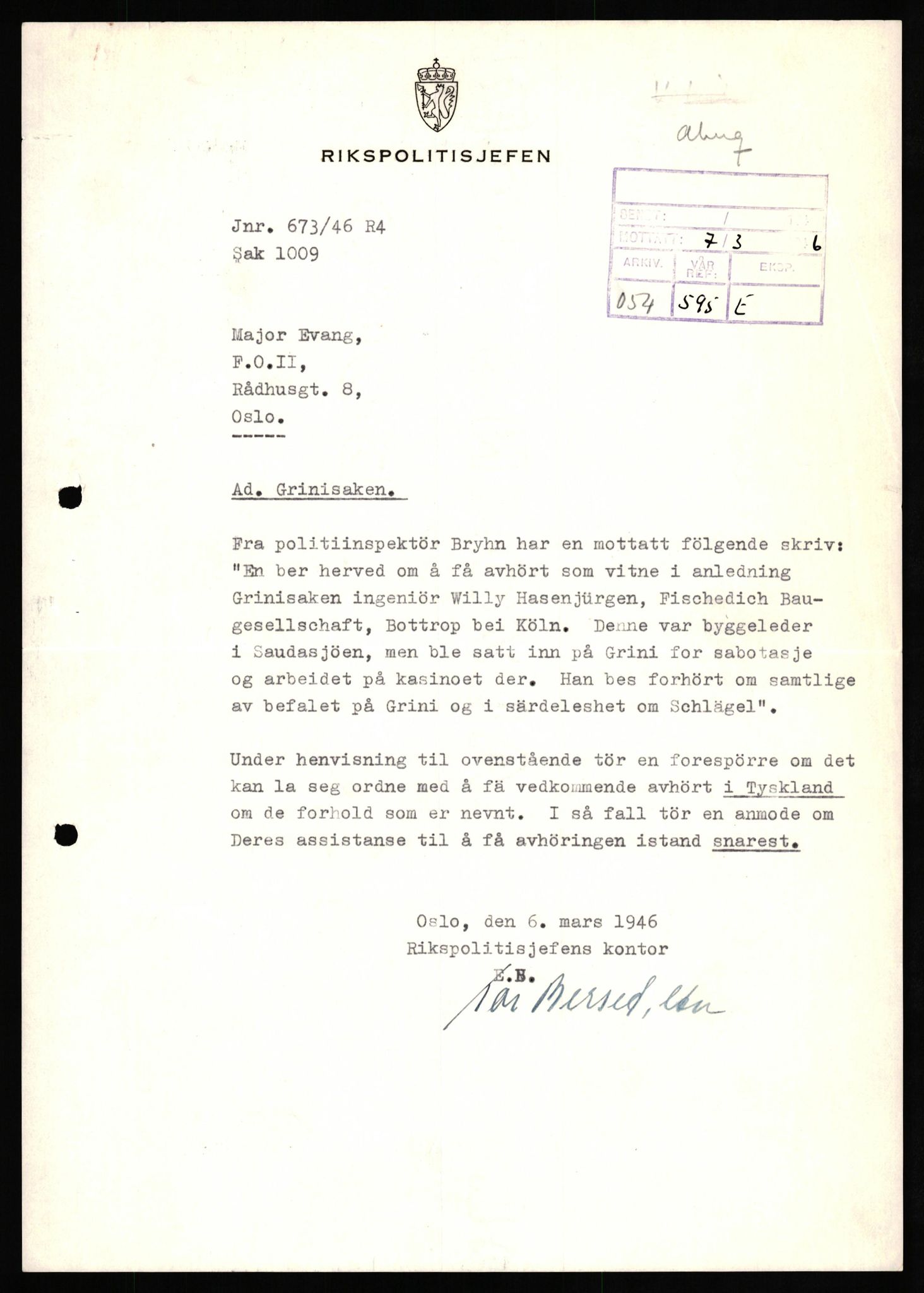 Forsvaret, Forsvarets overkommando II, AV/RA-RAFA-3915/D/Db/L0029: CI Questionaires. Tyske okkupasjonsstyrker i Norge. Tyskere., 1945-1946, p. 240