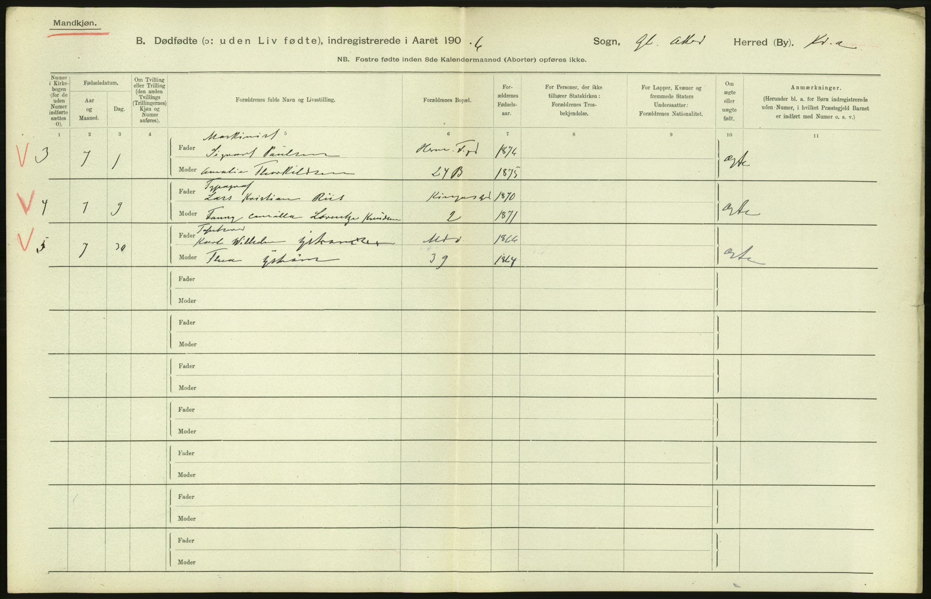 Statistisk sentralbyrå, Sosiodemografiske emner, Befolkning, RA/S-2228/D/Df/Dfa/Dfad/L0010: Kristiania: Døde, dødfødte, 1906, p. 562