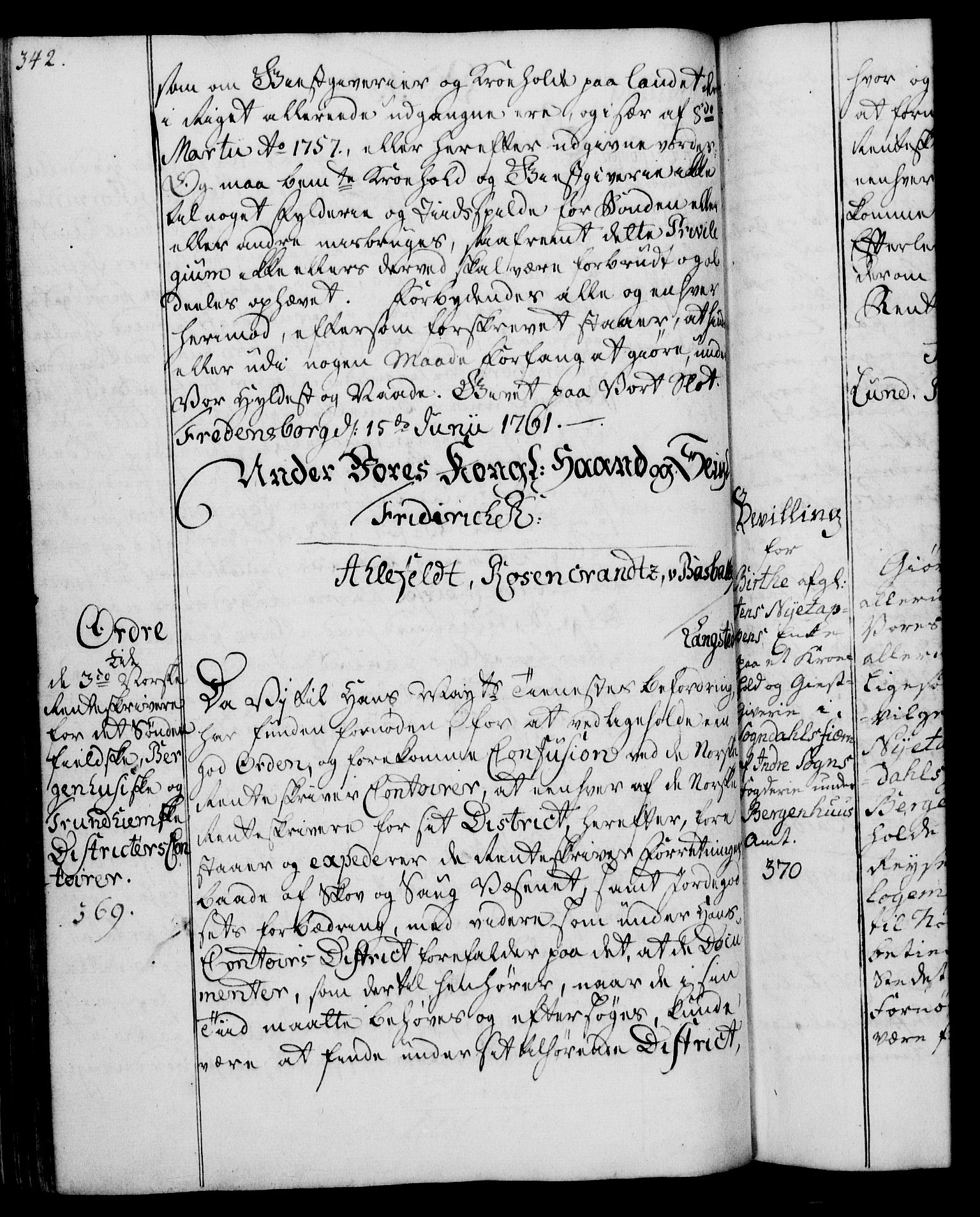 Rentekammeret, Kammerkanselliet, RA/EA-3111/G/Gg/Gga/L0007: Norsk ekspedisjonsprotokoll med register (merket RK 53.7), 1759-1768, p. 342
