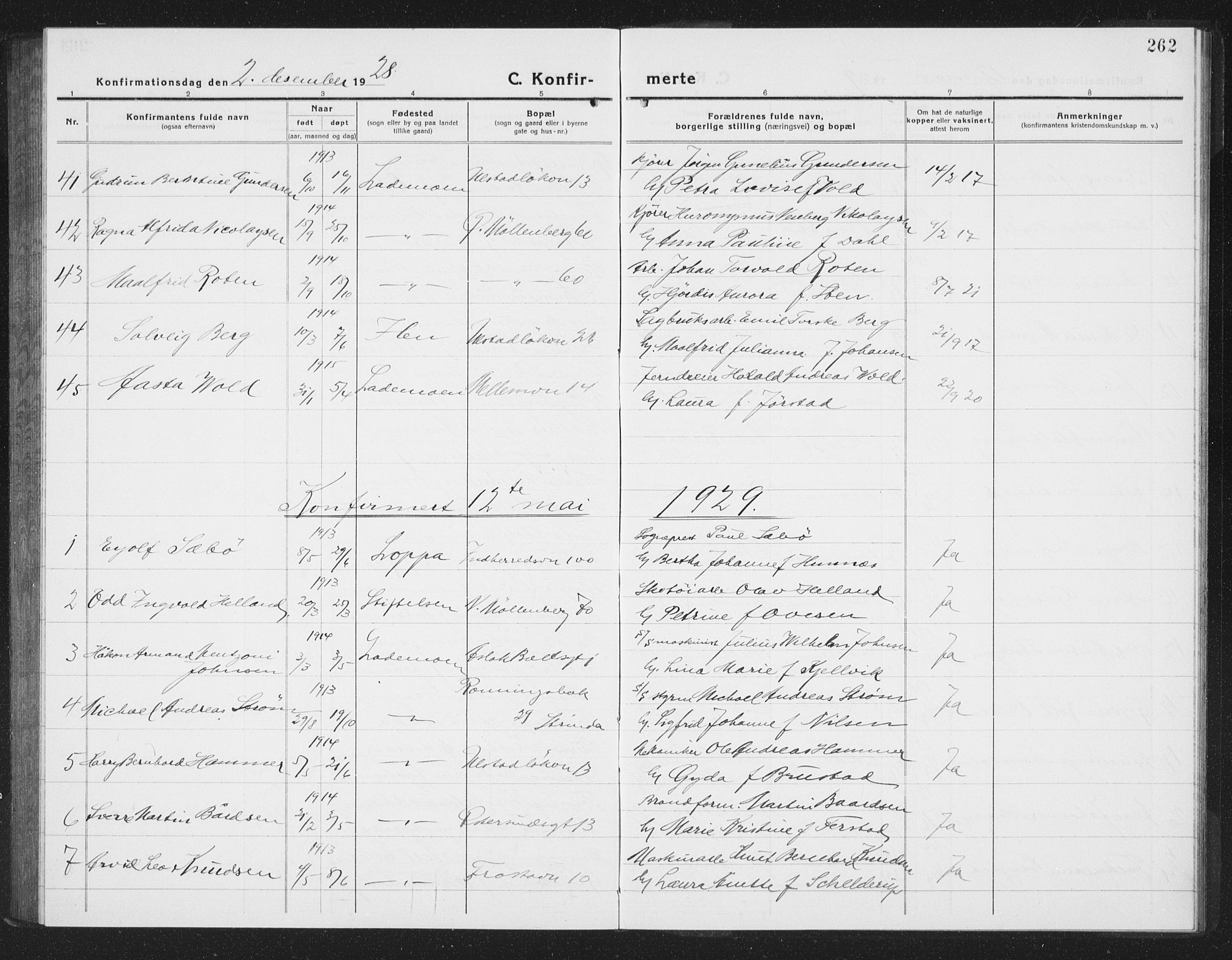 Ministerialprotokoller, klokkerbøker og fødselsregistre - Sør-Trøndelag, SAT/A-1456/605/L0258: Parish register (copy) no. 605C05, 1918-1930, p. 262