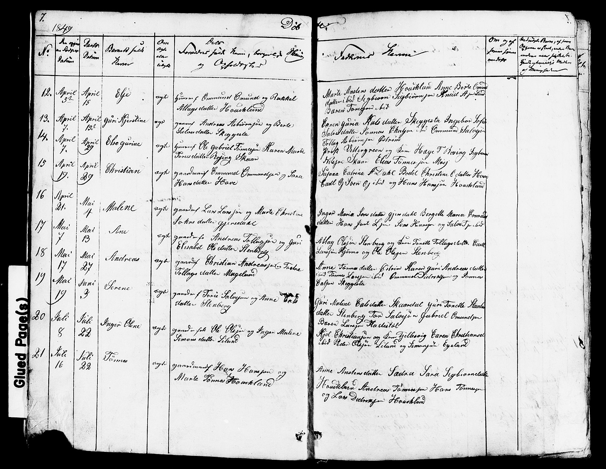 Lund sokneprestkontor, AV/SAST-A-101809/S07/L0003: Parish register (copy) no. B 3, 1848-1885, p. 7