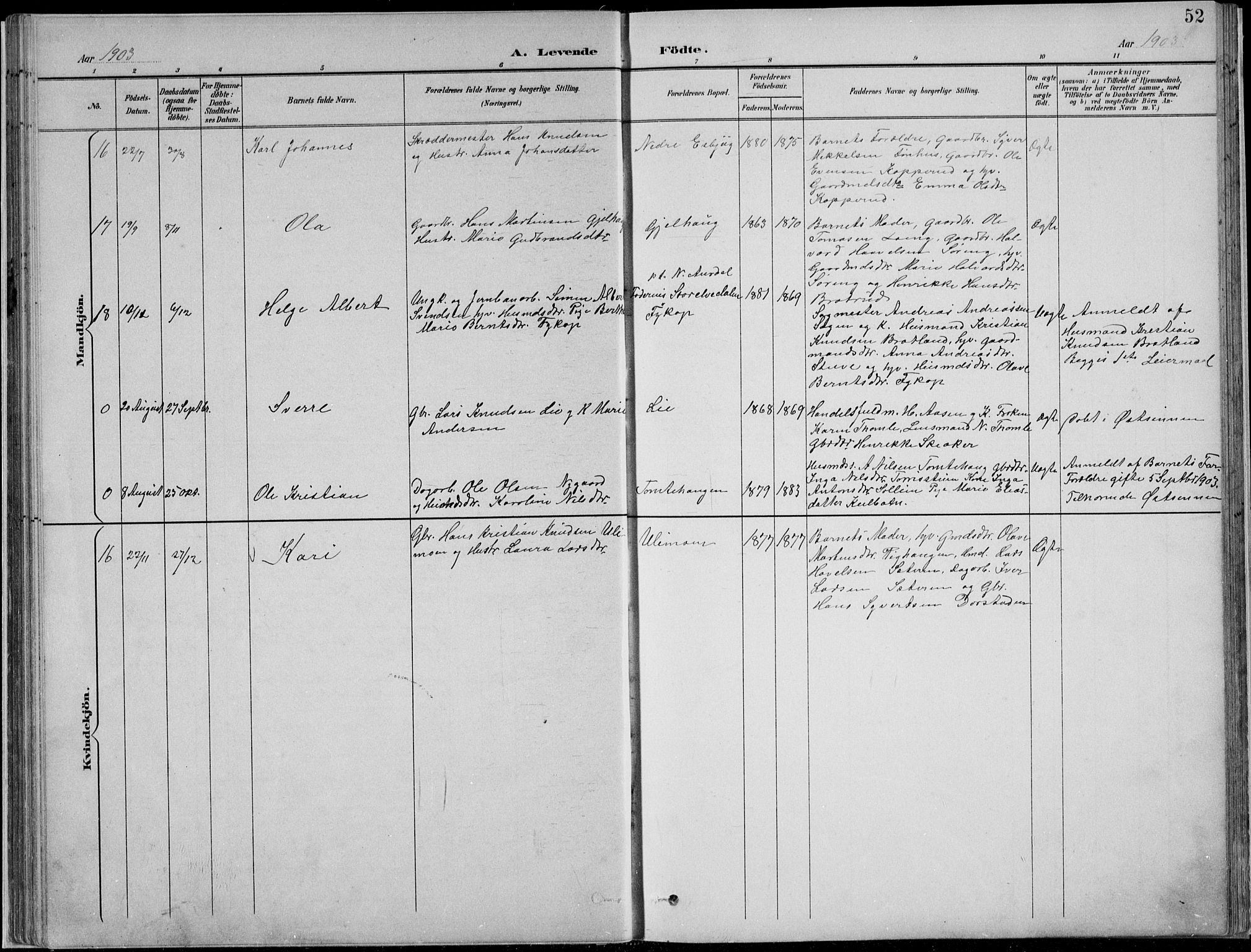 Nordre Land prestekontor, AV/SAH-PREST-124/H/Ha/Hab/L0013: Parish register (copy) no. 13, 1891-1904, p. 52