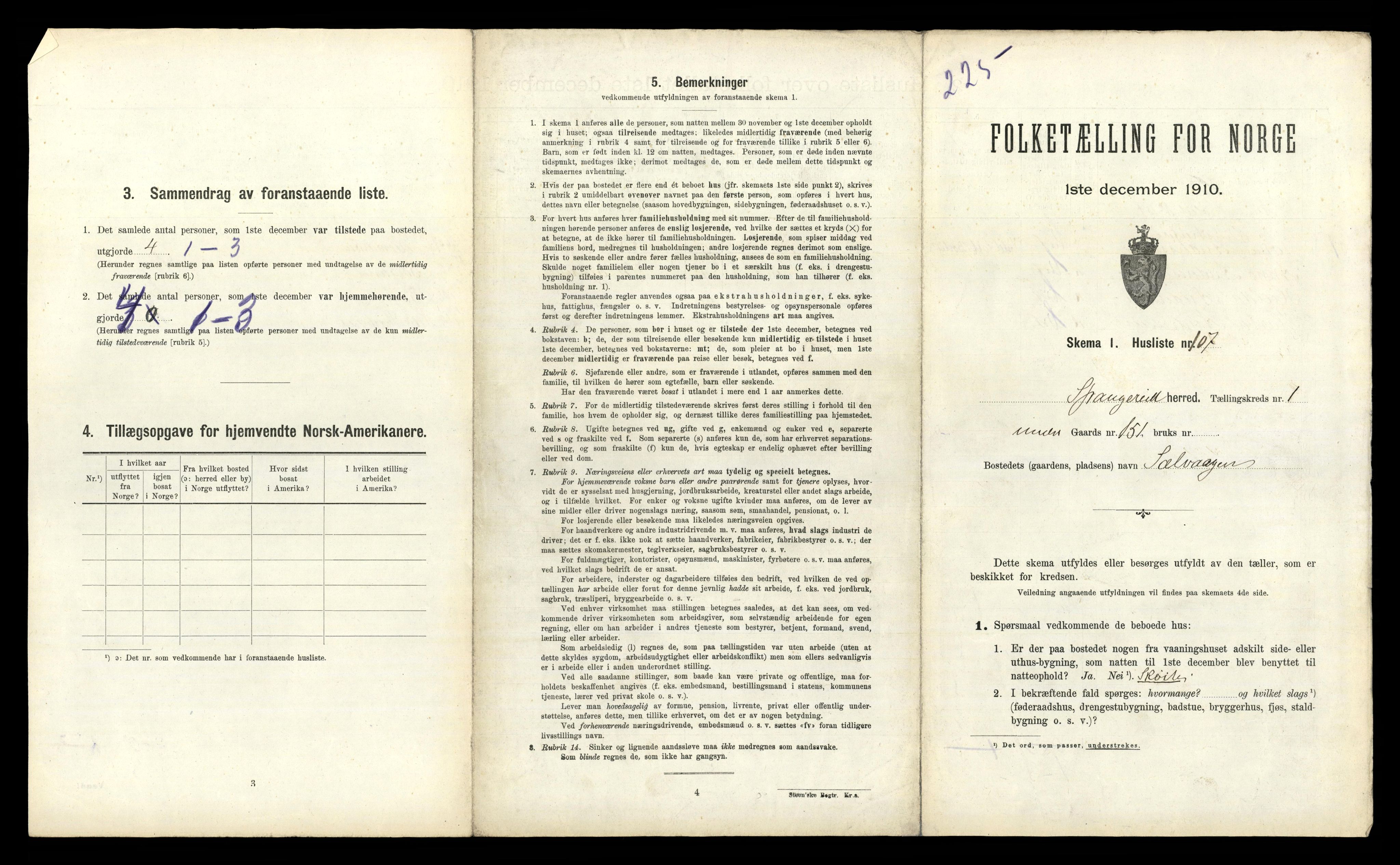 RA, 1910 census for Spangereid, 1910, p. 237