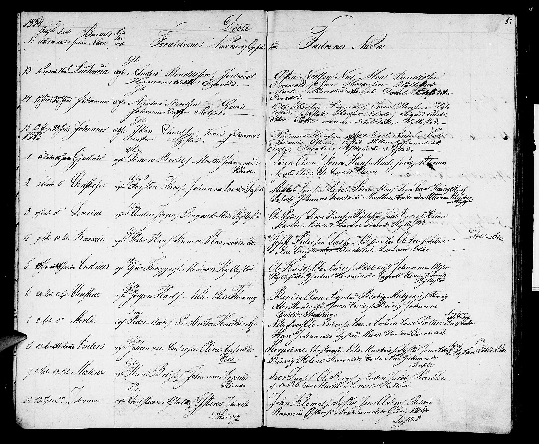 Hyllestad sokneprestembete, SAB/A-80401: Parish register (copy) no. A 1, 1853-1875, p. 5