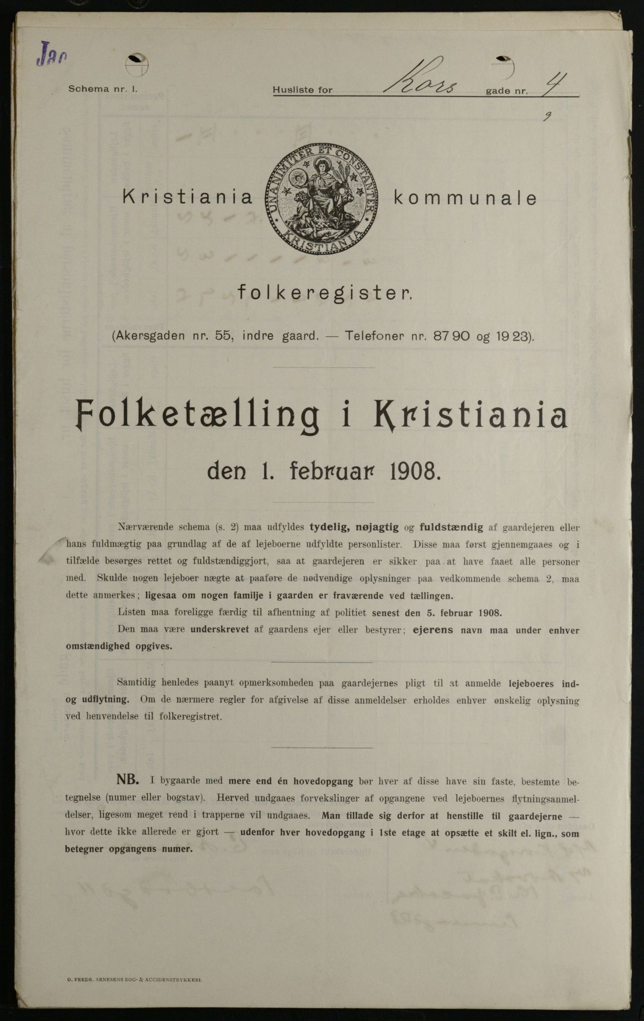 OBA, Municipal Census 1908 for Kristiania, 1908, p. 47864