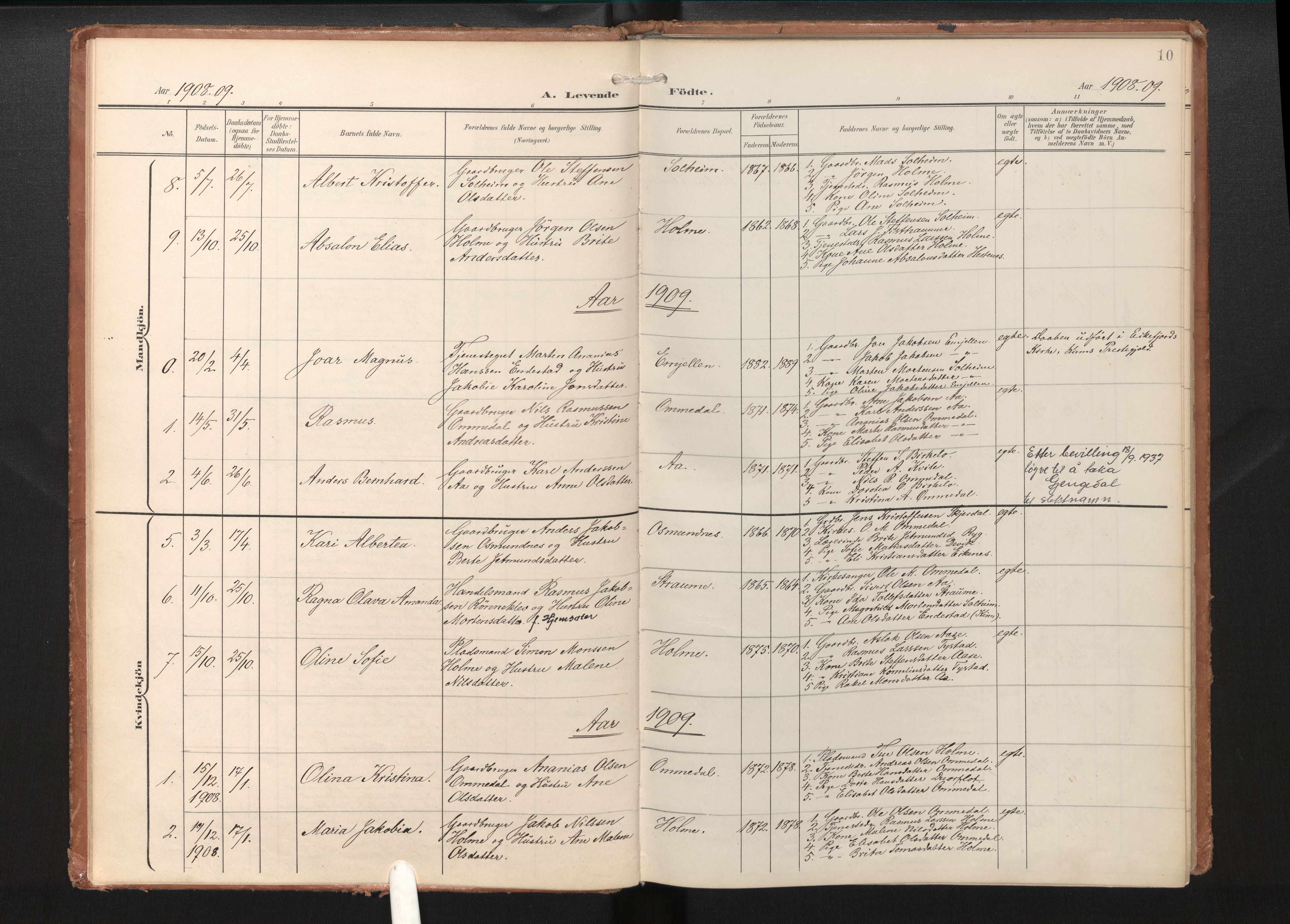 Gloppen sokneprestembete, AV/SAB-A-80101/H/Haa/Haae/L0002: Parish register (official) no. E 2, 1904-1925, p. 9b-10a