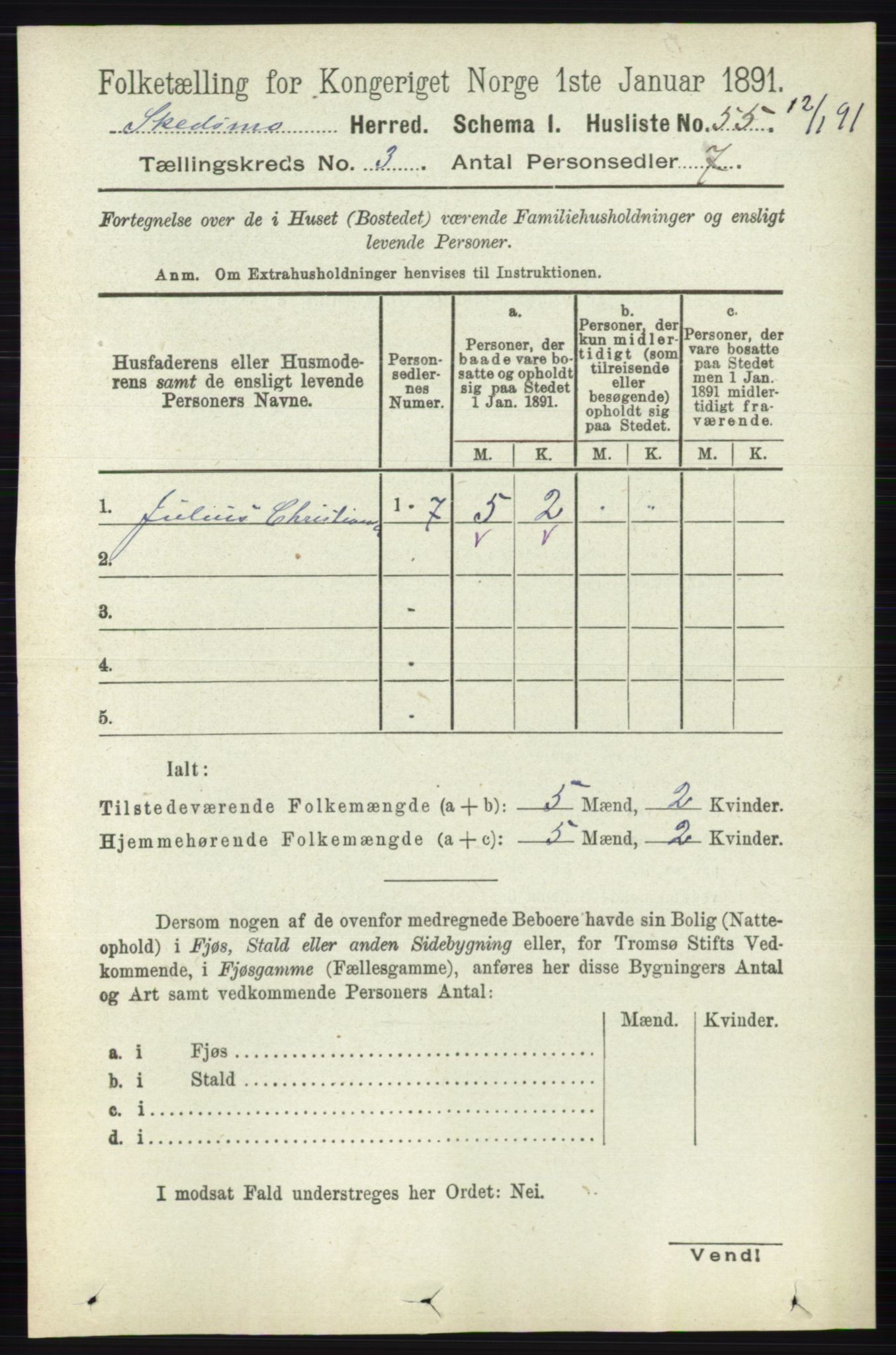 RA, 1891 census for 0231 Skedsmo, 1891, p. 1273