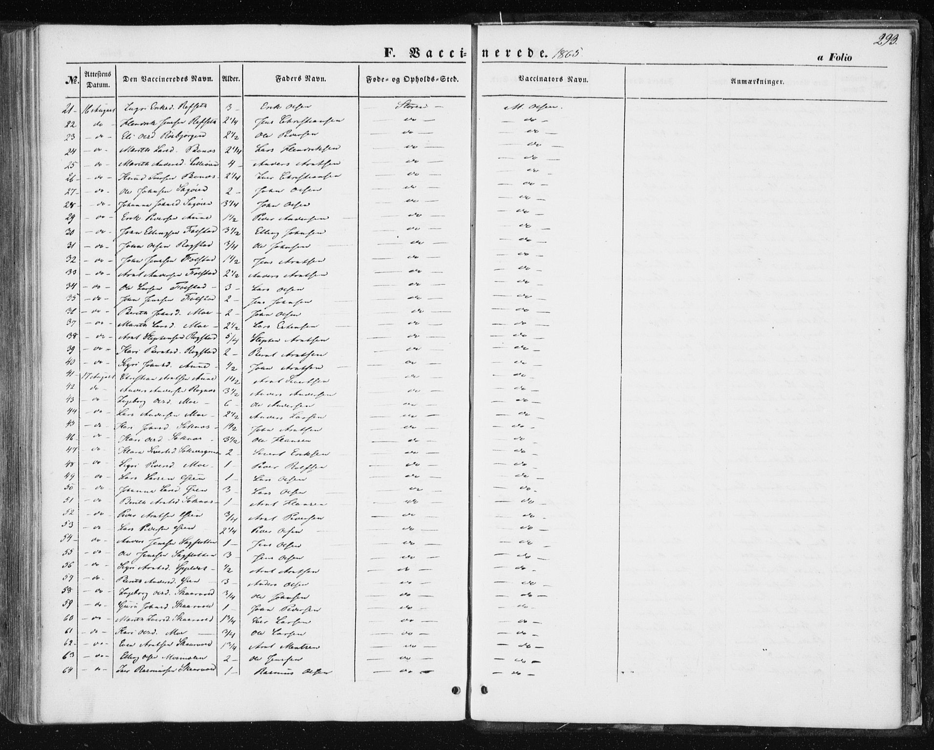 Ministerialprotokoller, klokkerbøker og fødselsregistre - Sør-Trøndelag, SAT/A-1456/687/L1000: Parish register (official) no. 687A06, 1848-1869, p. 293