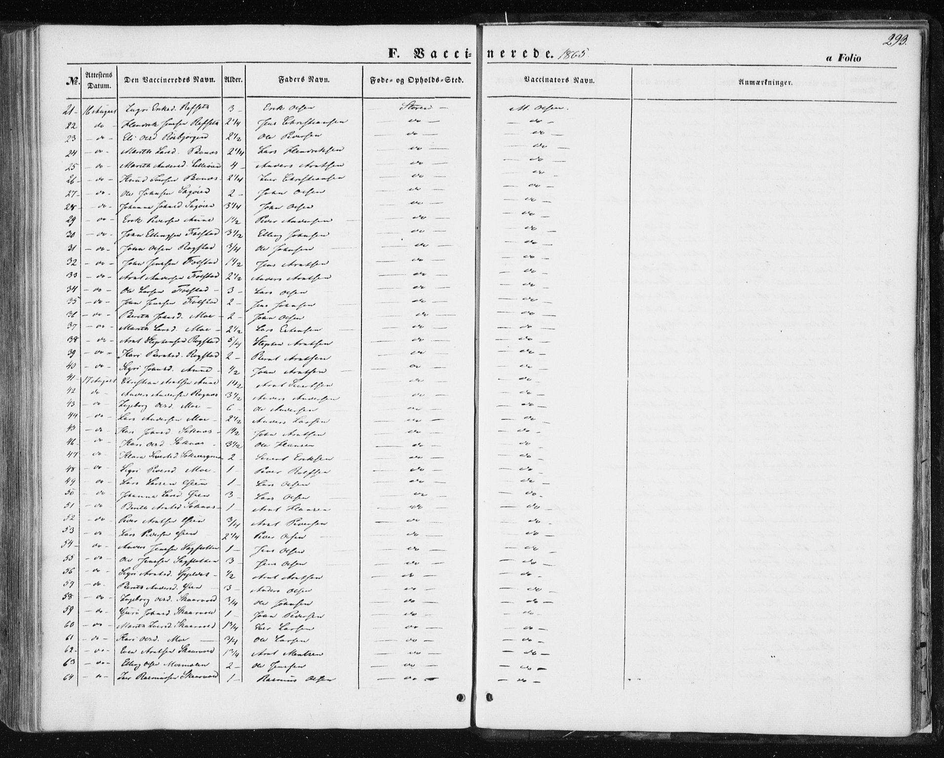 Ministerialprotokoller, klokkerbøker og fødselsregistre - Sør-Trøndelag, AV/SAT-A-1456/687/L1000: Parish register (official) no. 687A06, 1848-1869, p. 293