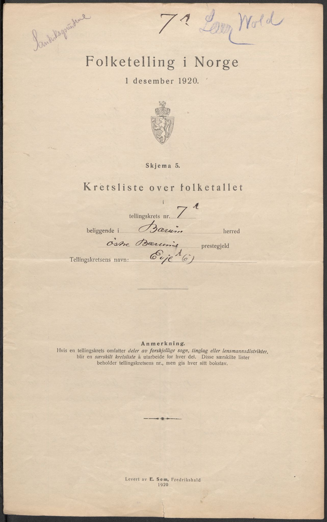SAO, 1920 census for Bærum, 1920, p. 27