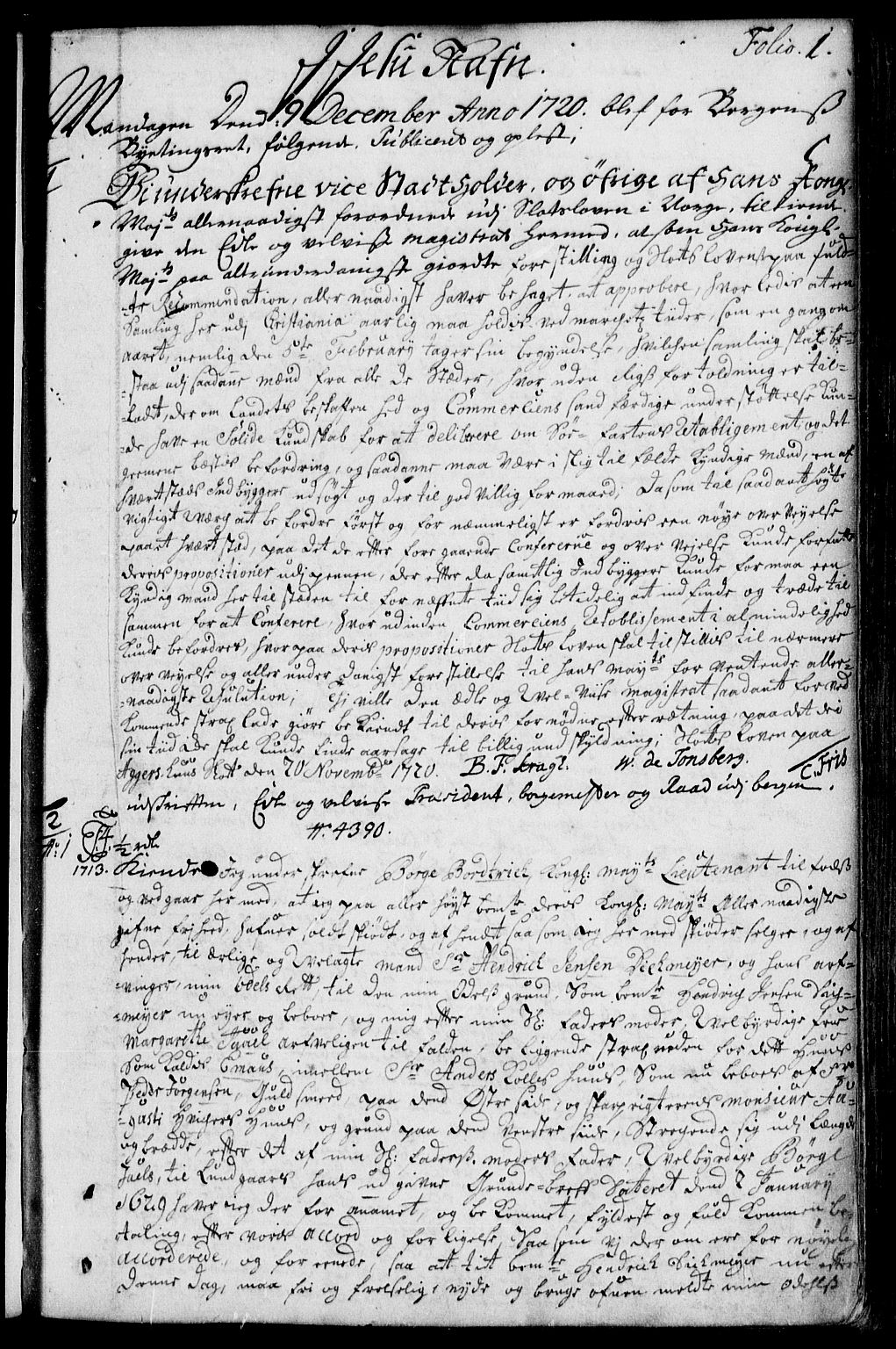 Byfogd og Byskriver i Bergen, SAB/A-3401/03/03Ba/L0009a: Mortgage book no. II.B.a.9, 1720-1726, p. 1