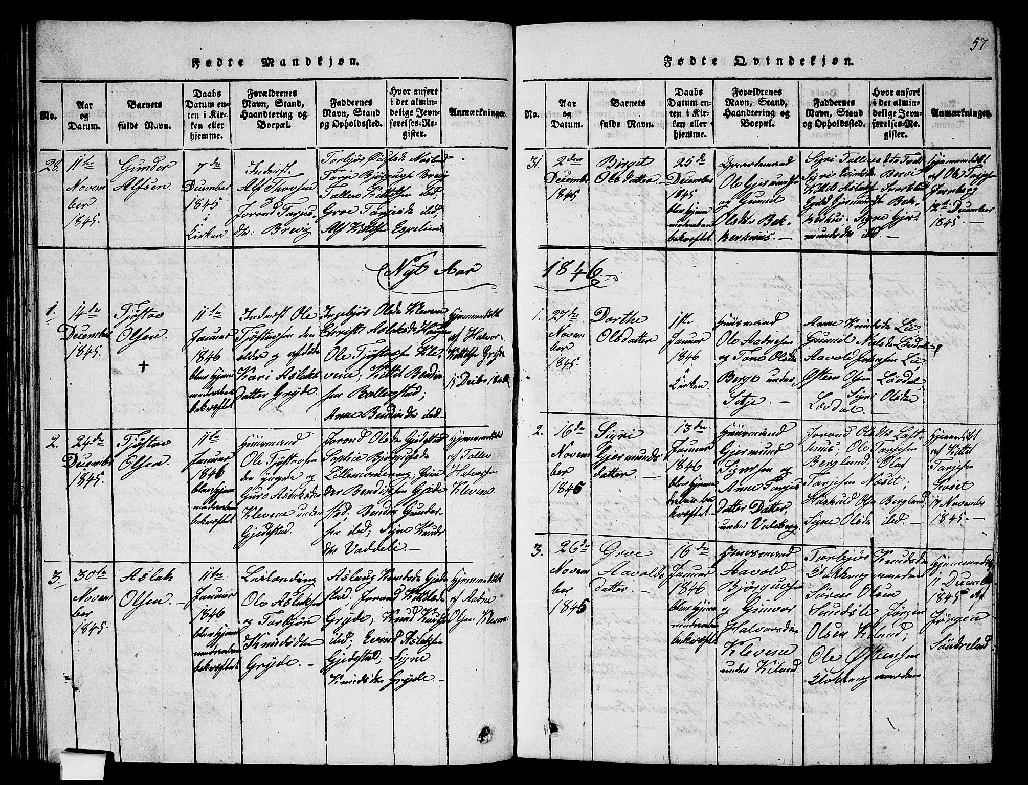 Fyresdal kirkebøker, SAKO/A-263/G/Ga/L0002: Parish register (copy) no. I 2, 1815-1857, p. 57