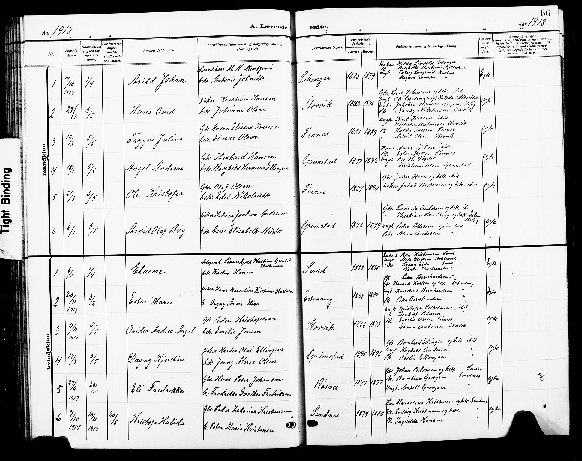 Ministerialprotokoller, klokkerbøker og fødselsregistre - Nordland, AV/SAT-A-1459/805/L0110: Parish register (copy) no. 805C06, 1909-1924, p. 66