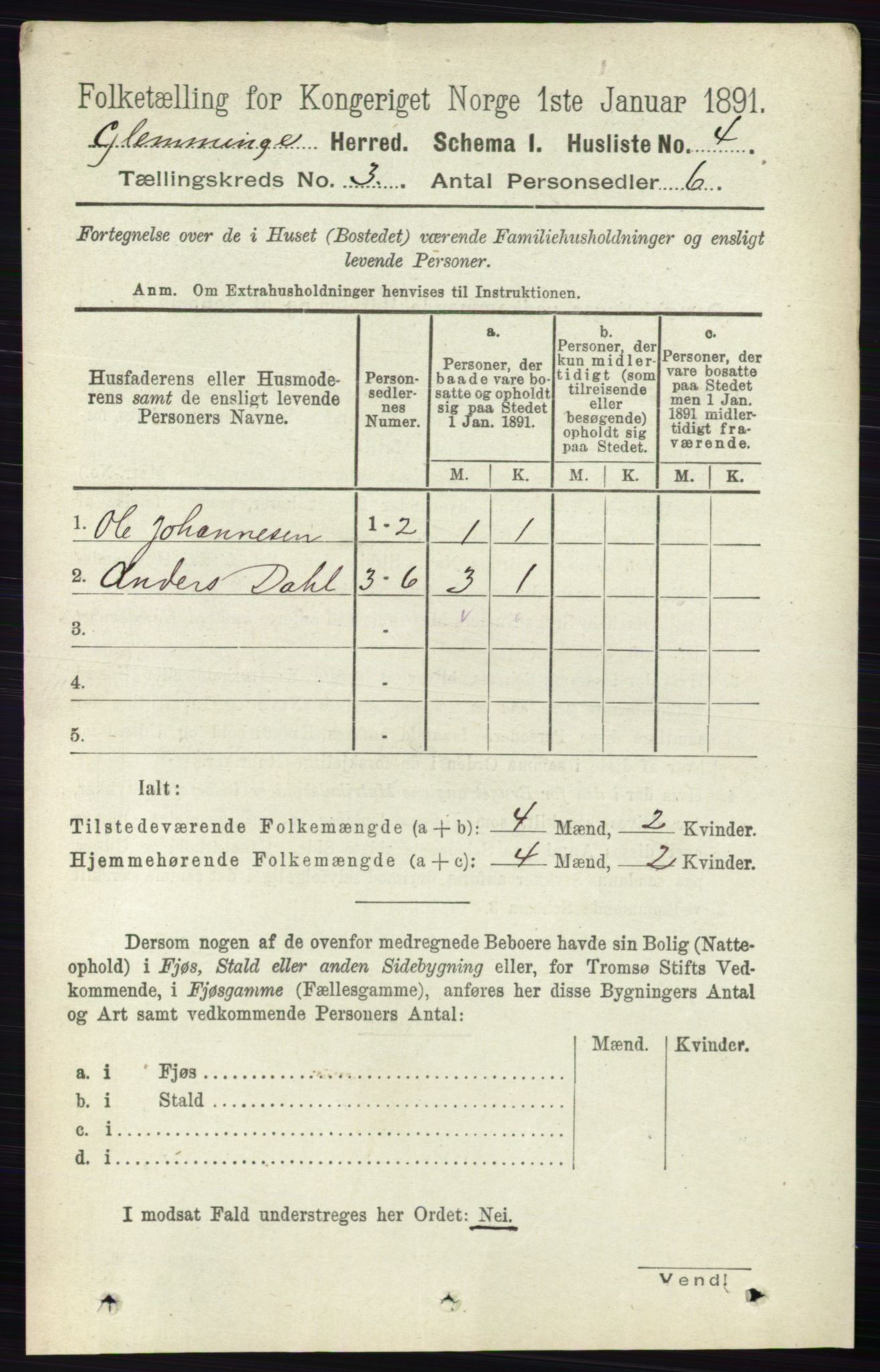 RA, 1891 census for 0132 Glemmen, 1891, p. 1794