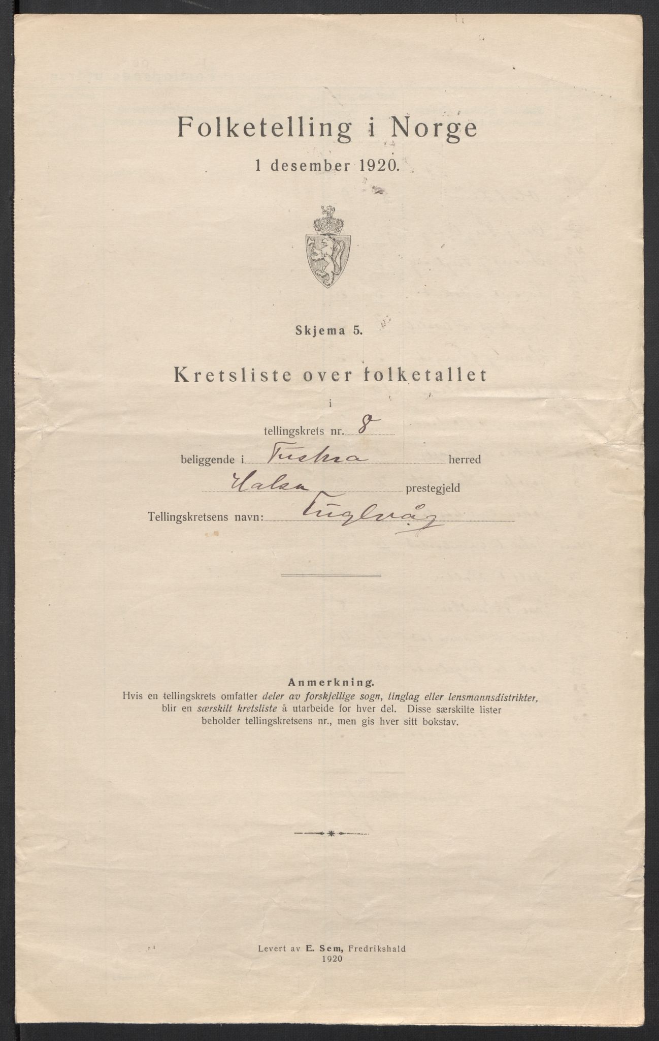 SAT, 1920 census for Tustna, 1920, p. 27