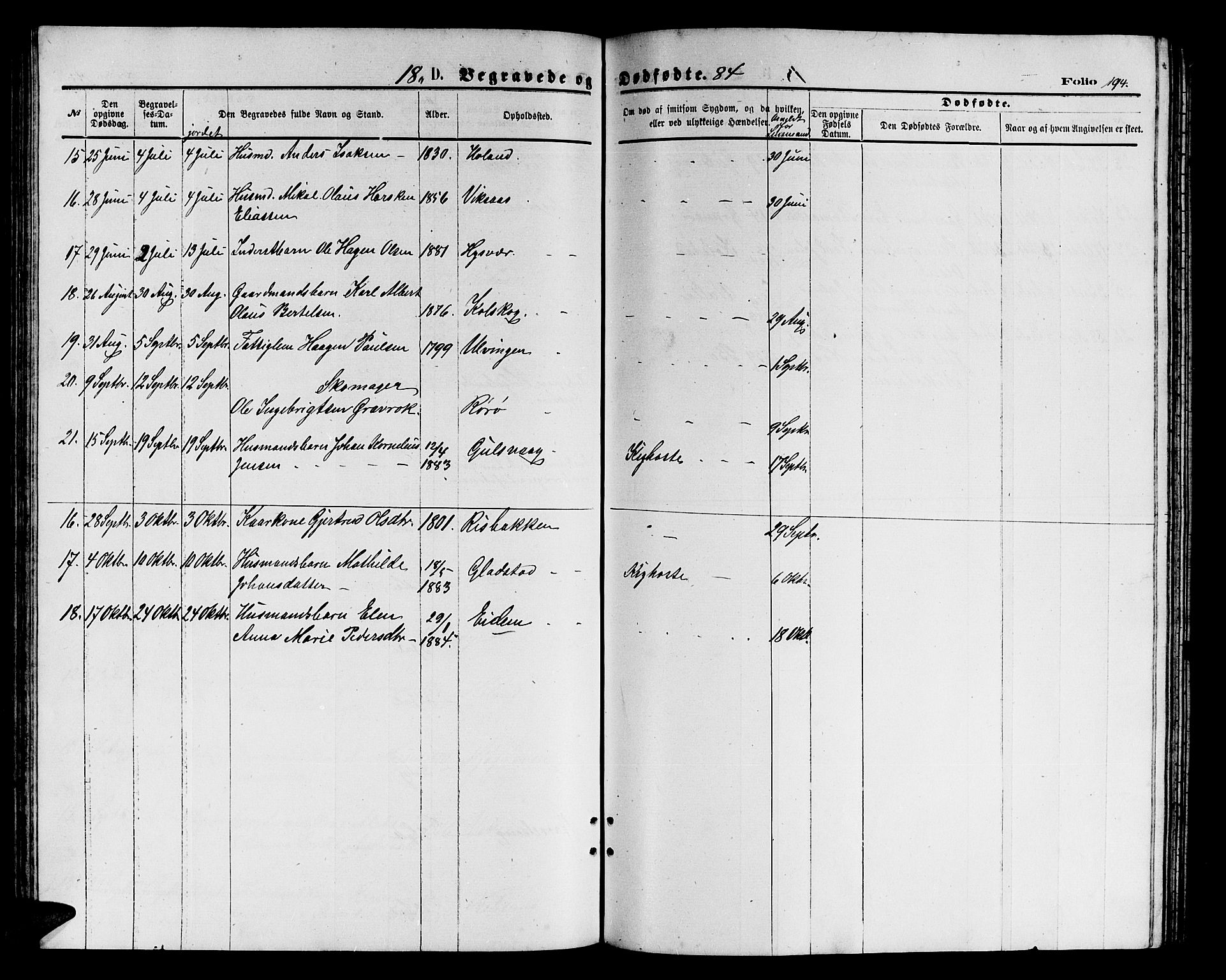 Ministerialprotokoller, klokkerbøker og fødselsregistre - Nordland, AV/SAT-A-1459/816/L0252: Parish register (copy) no. 816C02, 1871-1885, p. 194