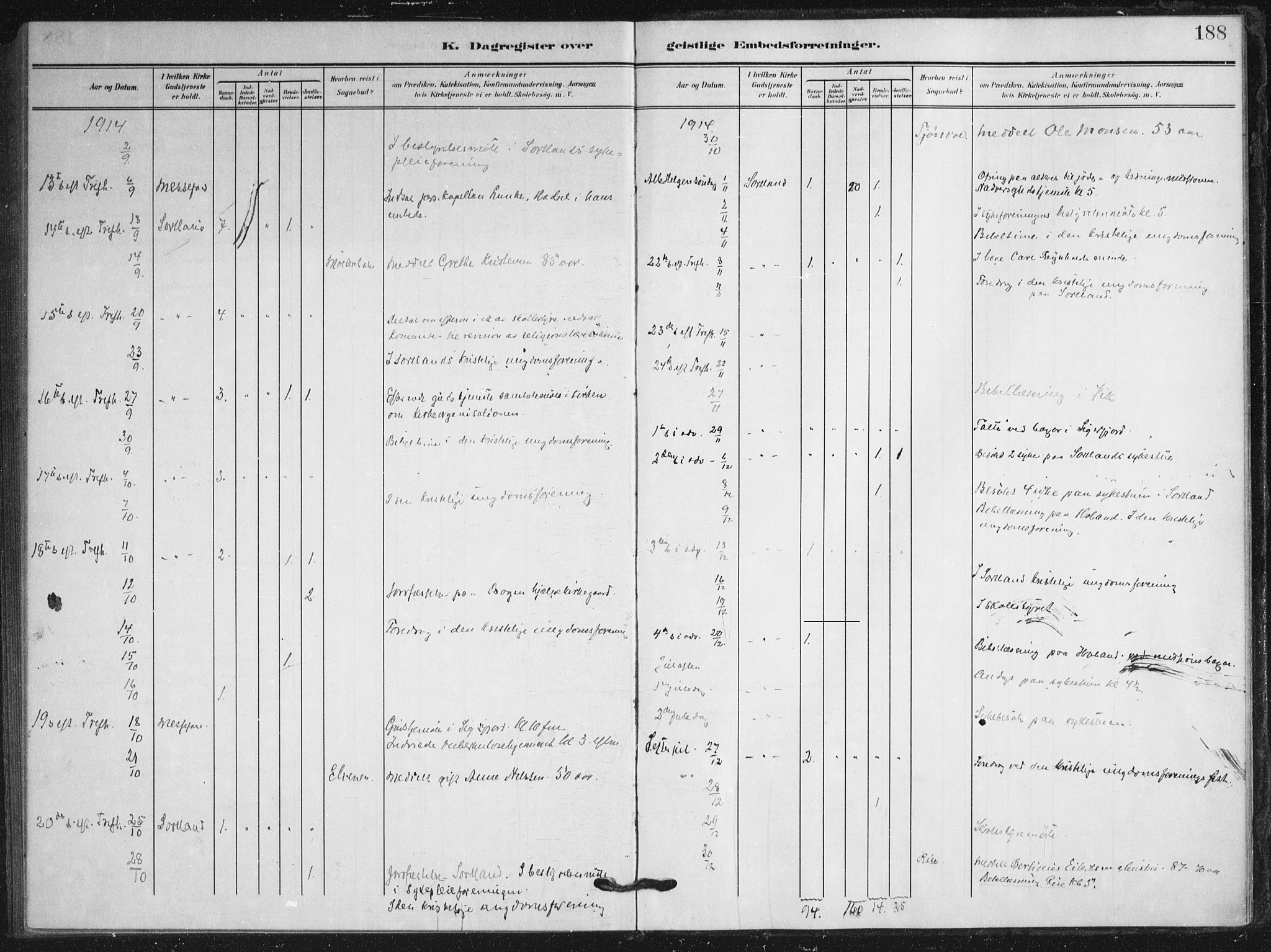 Ministerialprotokoller, klokkerbøker og fødselsregistre - Nordland, AV/SAT-A-1459/895/L1373: Parish register (official) no. 895A08, 1905-1915, p. 188