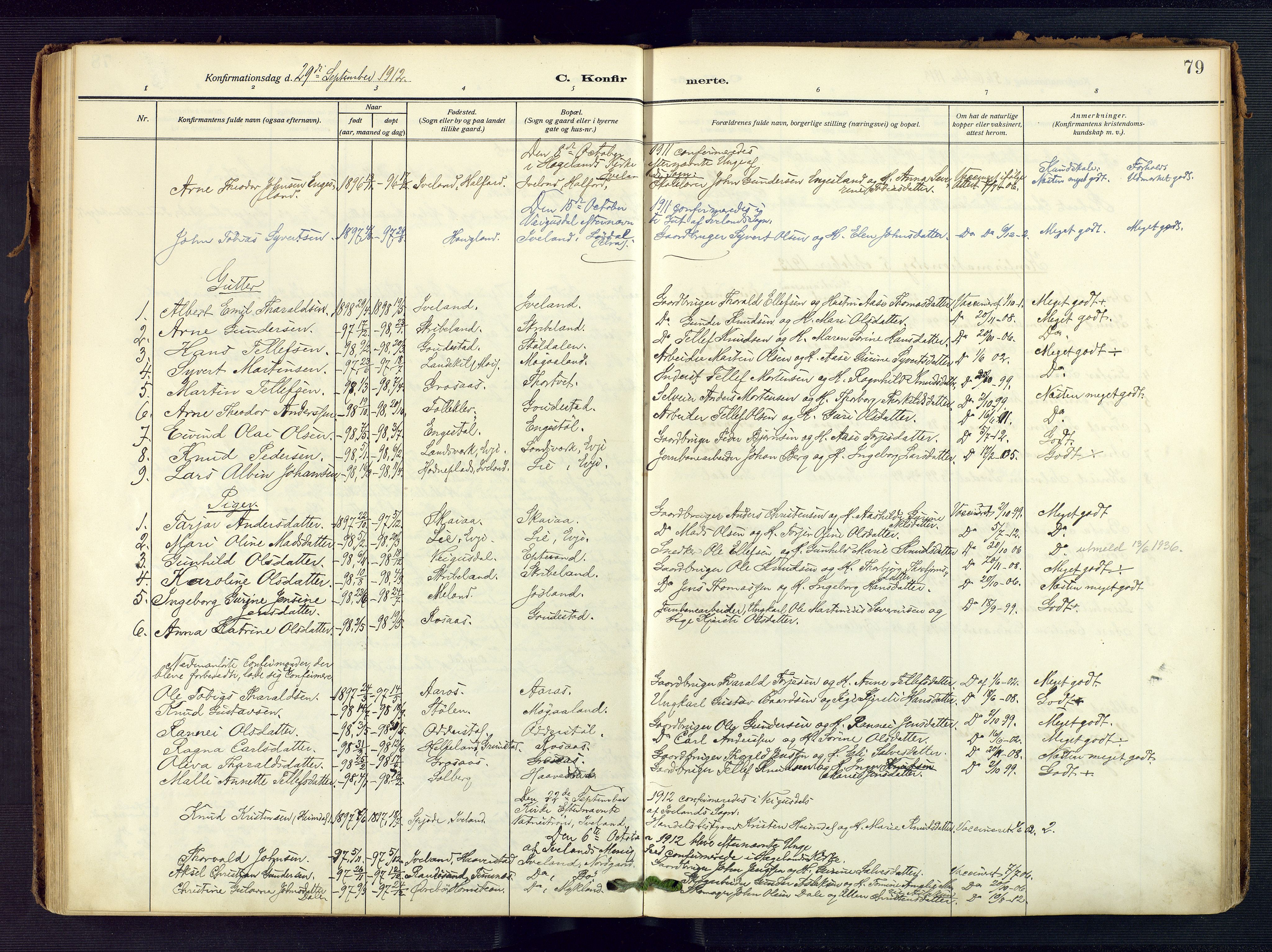 Evje sokneprestkontor, AV/SAK-1111-0008/F/Fa/Fac/L0004: Parish register (official) no. A 4, 1910-1932, p. 79