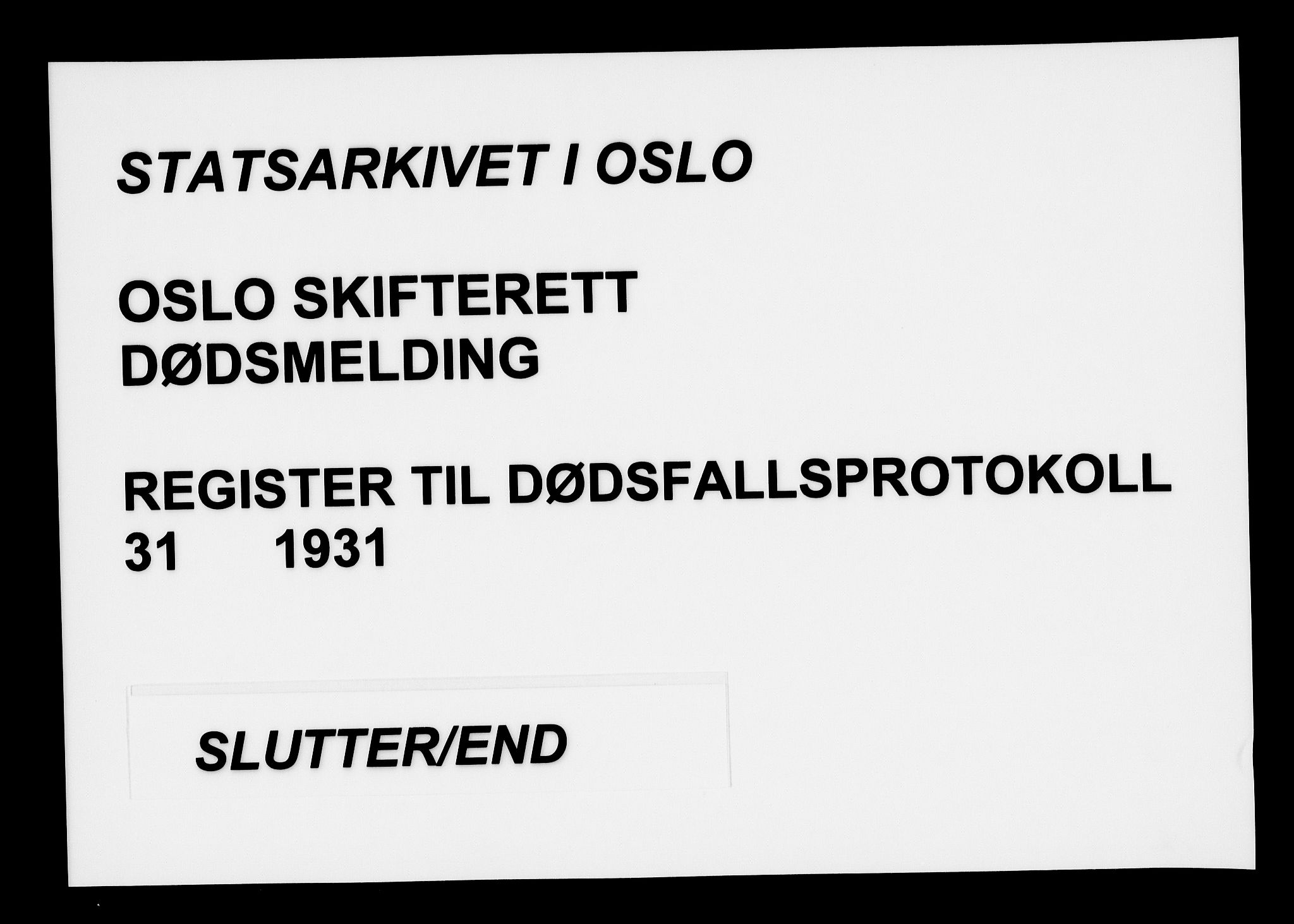 Oslo skifterett, AV/SAO-A-10383/F/Fa/Faa/L0031: Navneregister, 1931