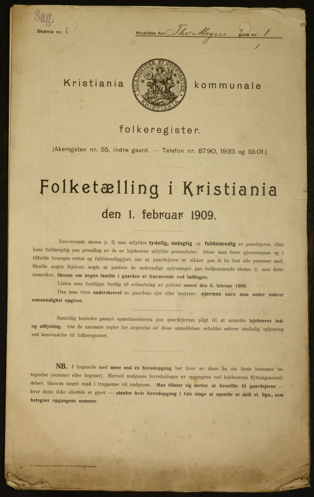 OBA, Municipal Census 1909 for Kristiania, 1909, p. 99225