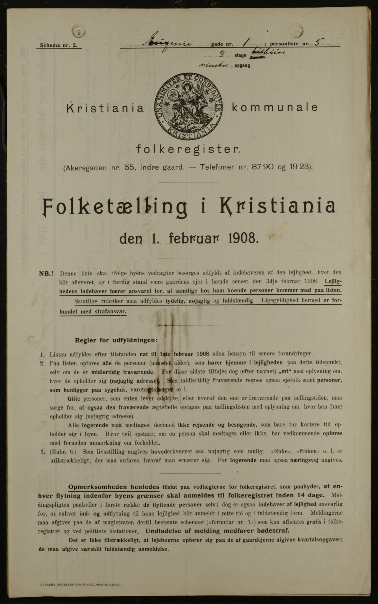 OBA, Municipal Census 1908 for Kristiania, 1908, p. 20604