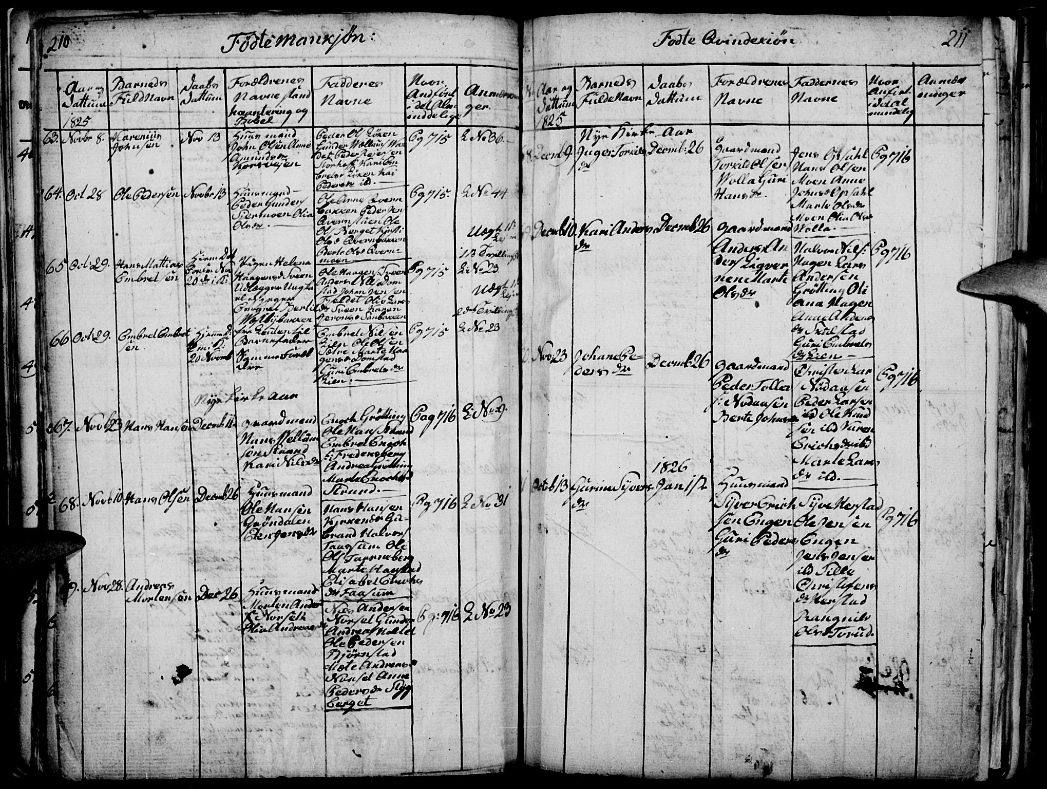 Elverum prestekontor, AV/SAH-PREST-044/H/Ha/Haa/L0007: Parish register (official) no. 7, 1815-1830, p. 210-211