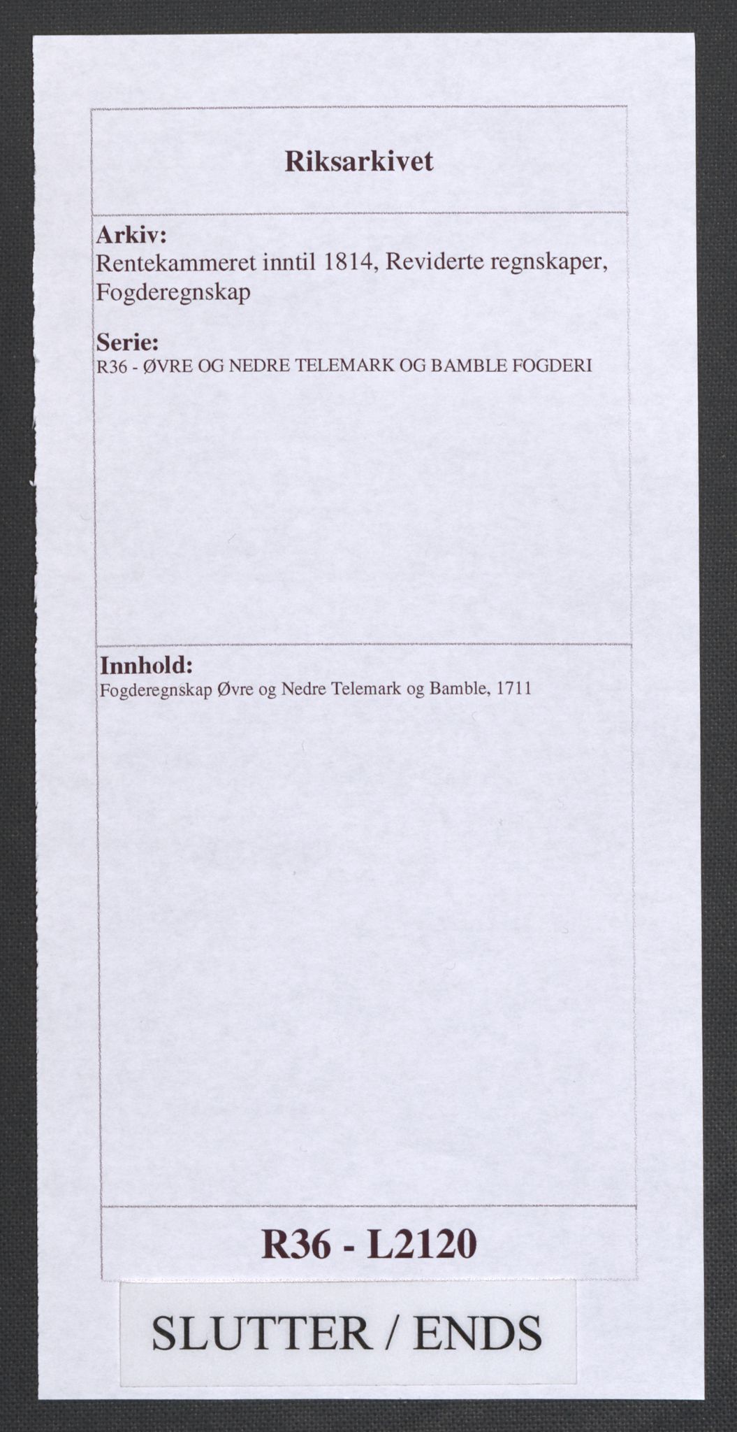 Rentekammeret inntil 1814, Reviderte regnskaper, Fogderegnskap, AV/RA-EA-4092/R36/L2120: Fogderegnskap Øvre og Nedre Telemark og Bamble, 1711, p. 366