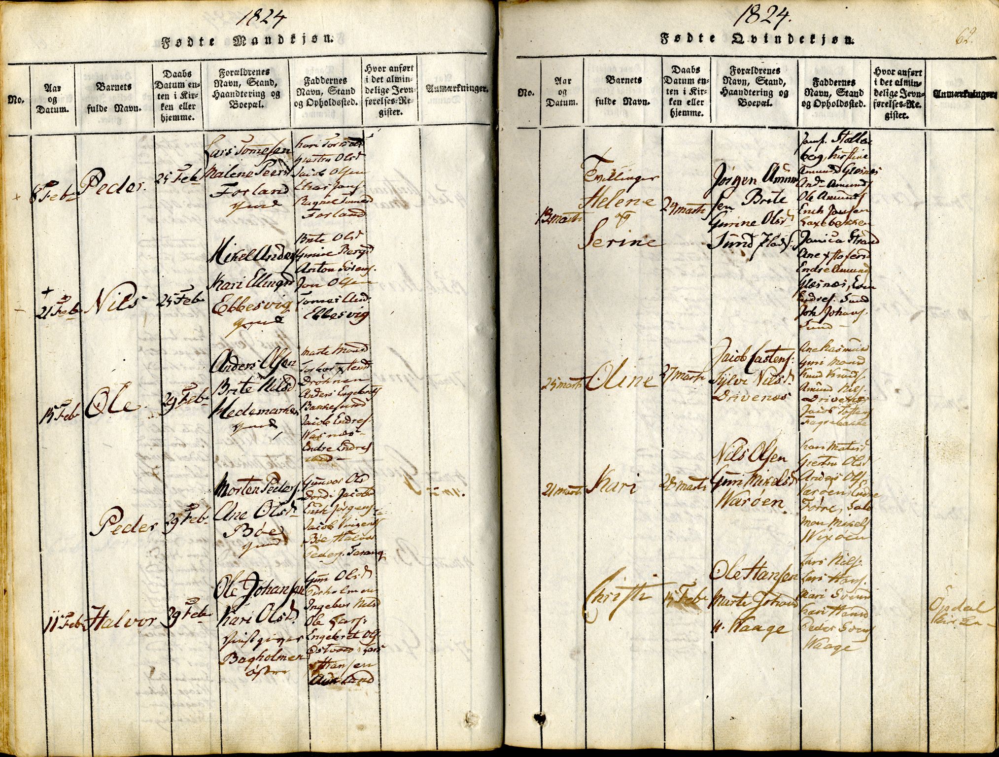 Sund sokneprestembete, AV/SAB-A-99930: Parish register (official) no. A 11, 1814-1825, p. 62