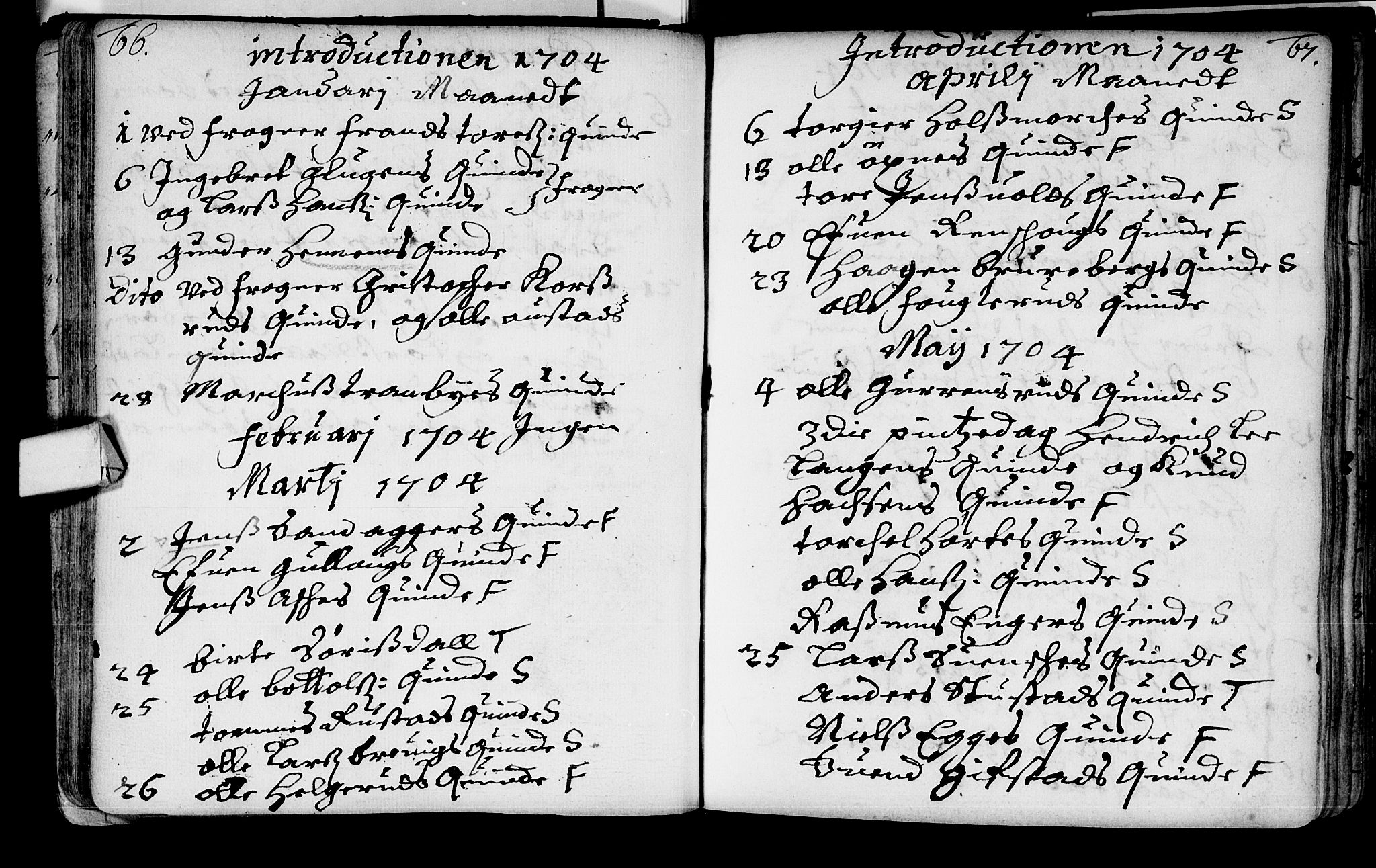 Lier kirkebøker, AV/SAKO-A-230/F/Fa/L0002: Parish register (official) no. I 2, 1701-1726, p. 66-67