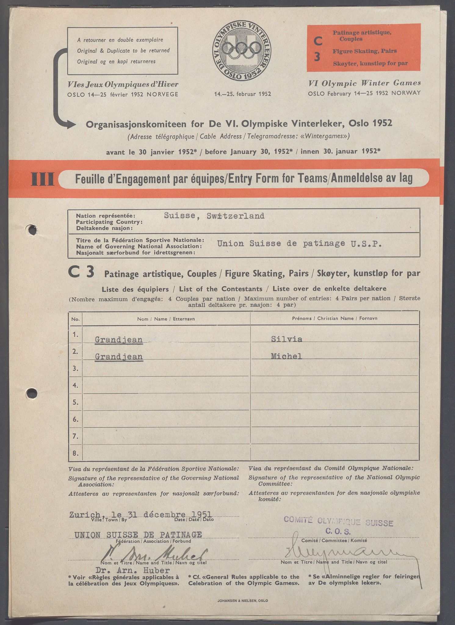 Organisasjonskomiteen for de VI. olympiske vinterleker, OBA/A-20130/H/Ha, 1951-1952, p. 1353