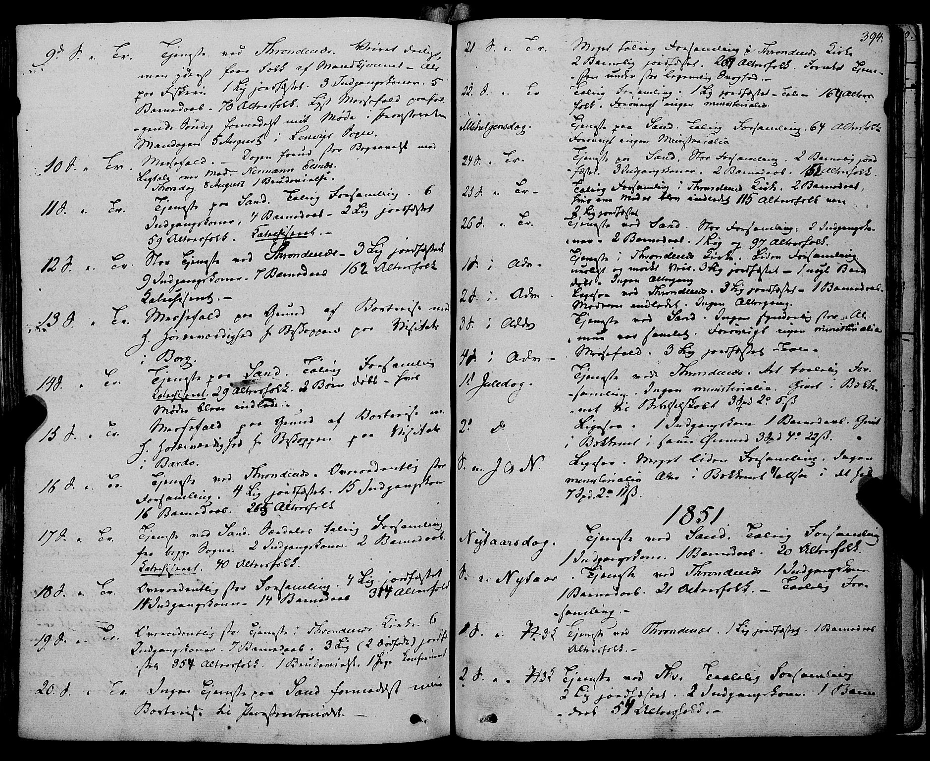 Trondenes sokneprestkontor, AV/SATØ-S-1319/H/Ha/L0009kirke: Parish register (official) no. 9, 1841-1852, p. 394