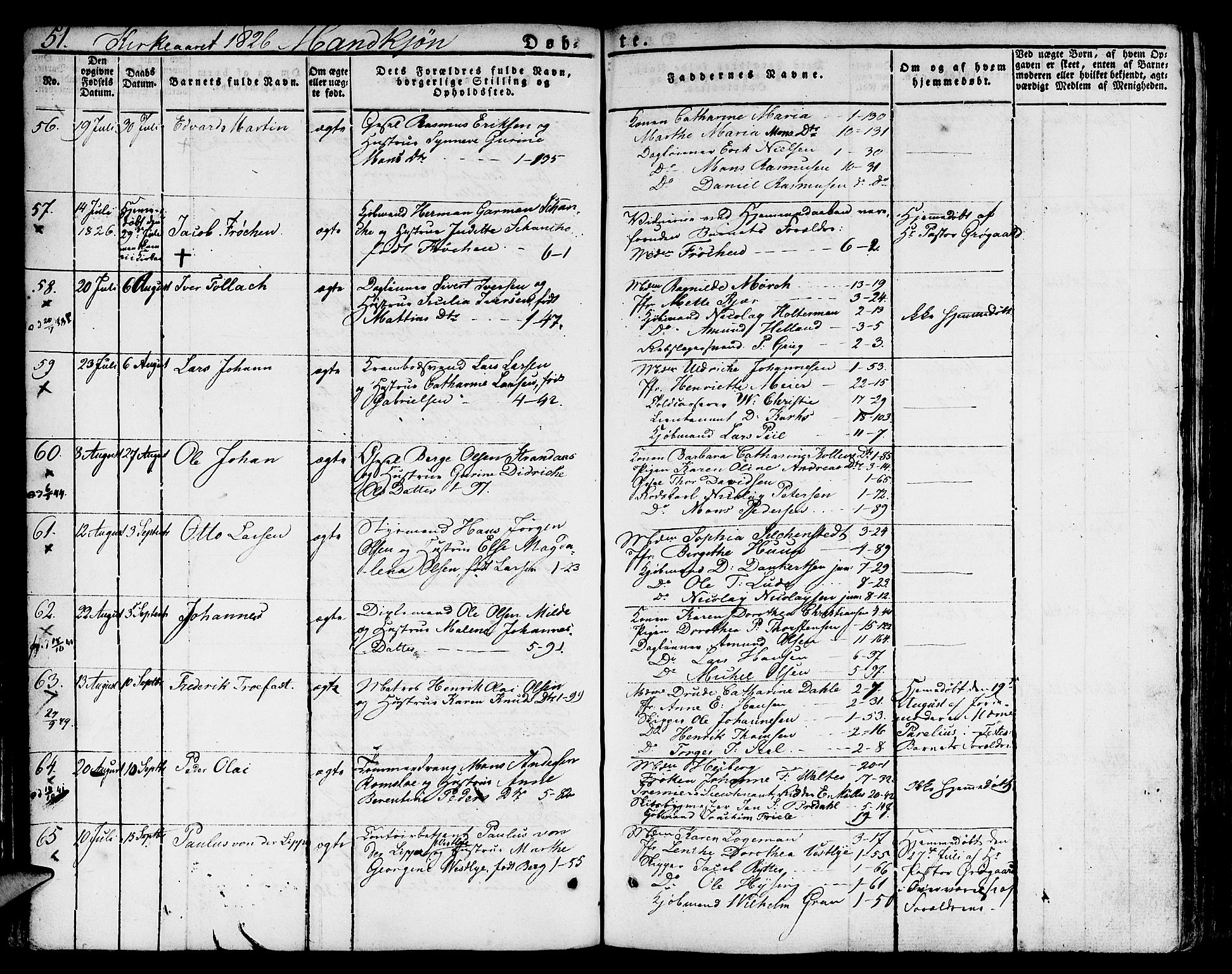 Nykirken Sokneprestembete, AV/SAB-A-77101/H/Hab: Parish register (copy) no. A 5I, 1821-1841, p. 51