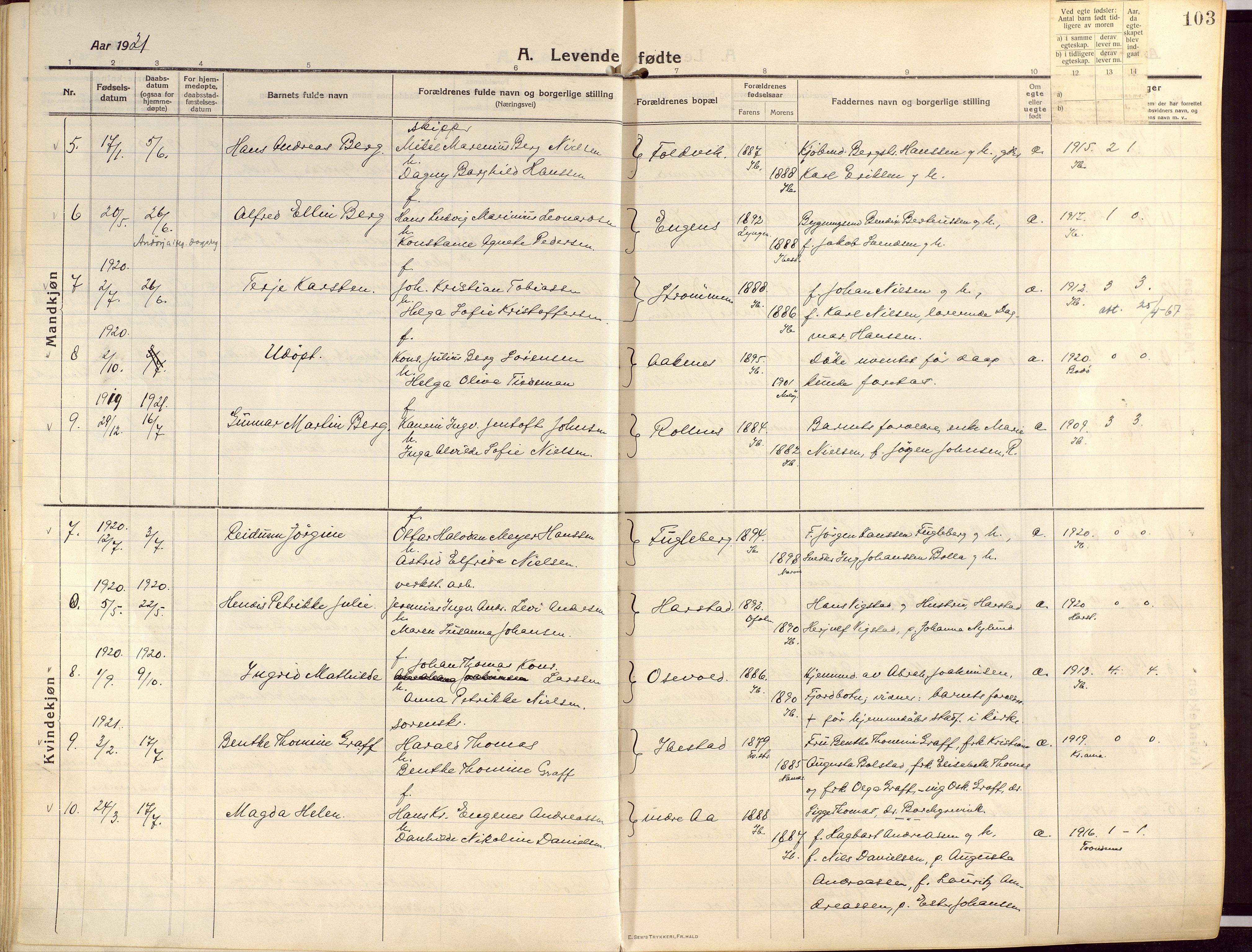 Ibestad sokneprestembete, SATØ/S-0077/H/Ha/Haa/L0018kirke: Parish register (official) no. 18, 1915-1929, p. 103