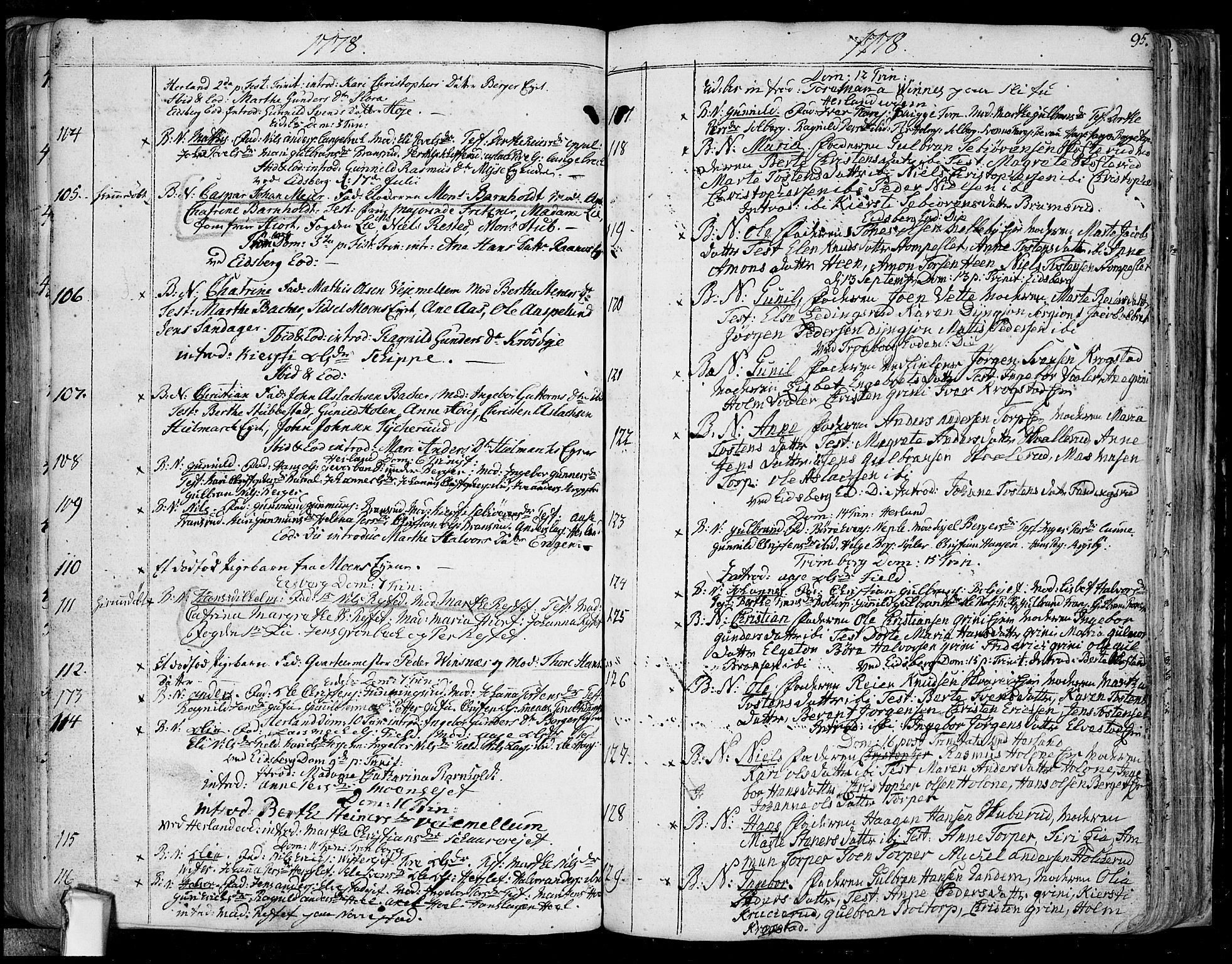Eidsberg prestekontor Kirkebøker, SAO/A-10905/F/Fa/L0004: Parish register (official) no. I 4, 1759-1788, p. 95