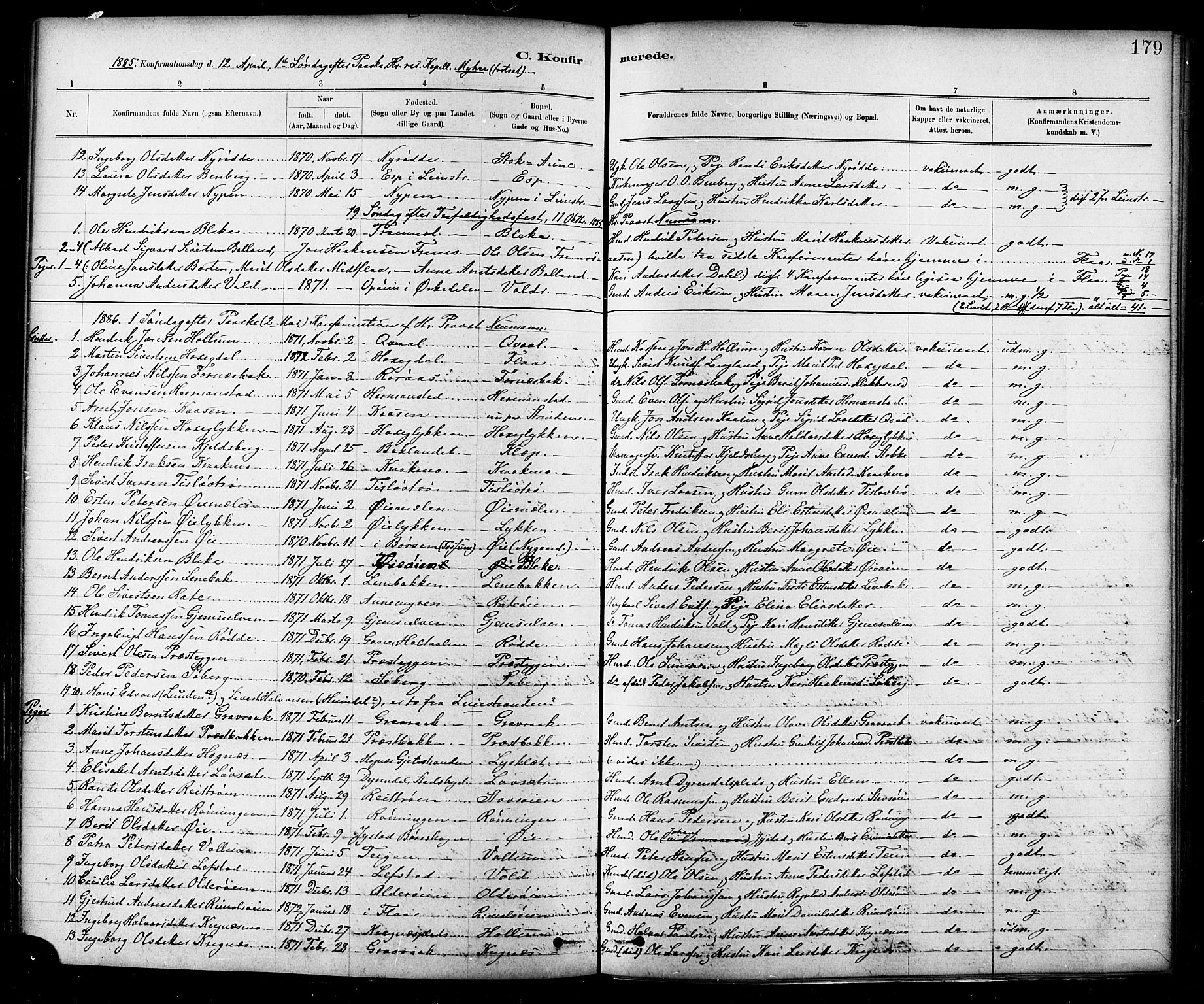 Ministerialprotokoller, klokkerbøker og fødselsregistre - Sør-Trøndelag, SAT/A-1456/691/L1094: Parish register (copy) no. 691C05, 1879-1911, p. 179