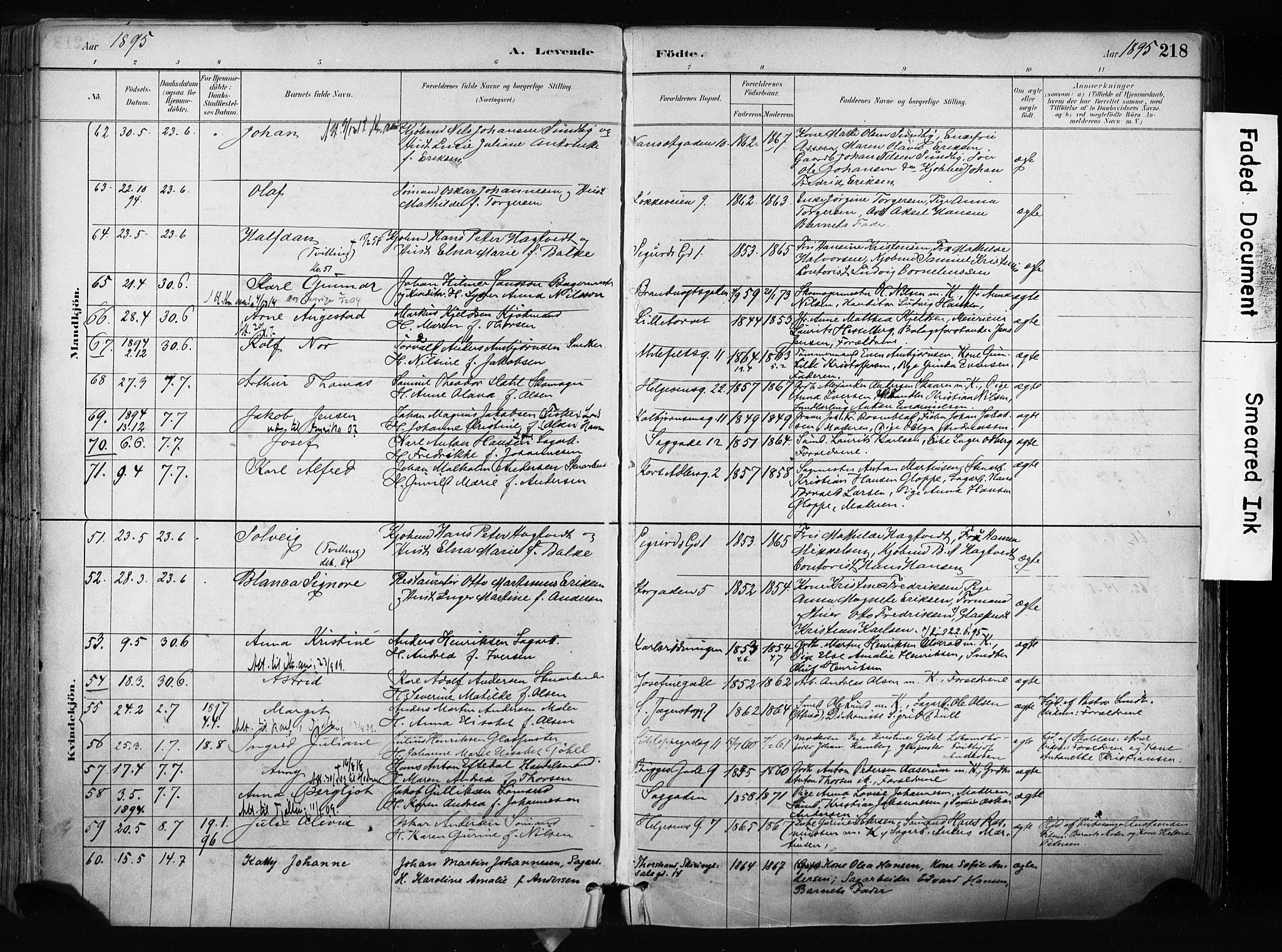 Larvik kirkebøker, AV/SAKO-A-352/F/Fa/L0009: Parish register (official) no. I 9, 1884-1904, p. 218