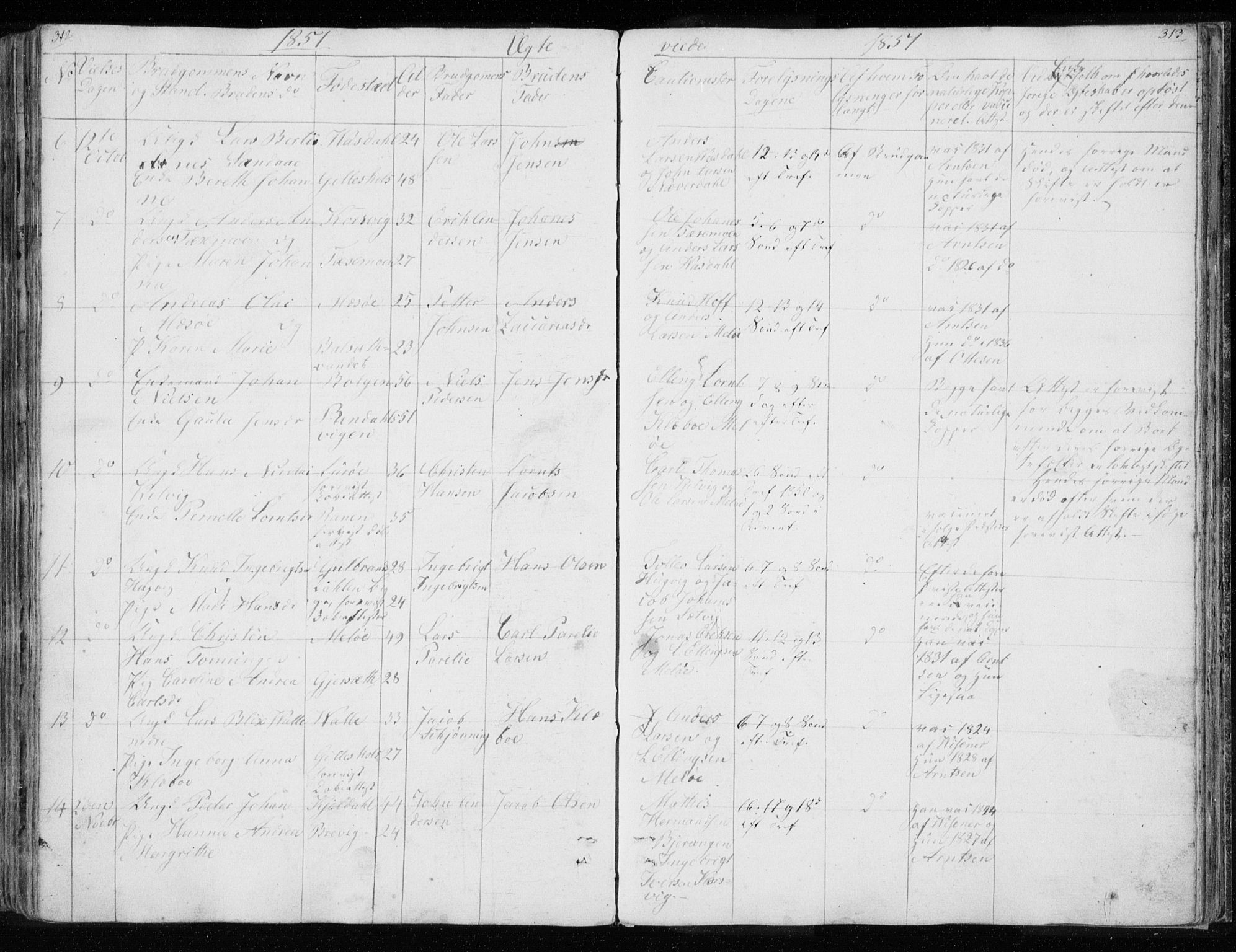 Ministerialprotokoller, klokkerbøker og fødselsregistre - Nordland, AV/SAT-A-1459/843/L0632: Parish register (copy) no. 843C01, 1833-1853, p. 312-313