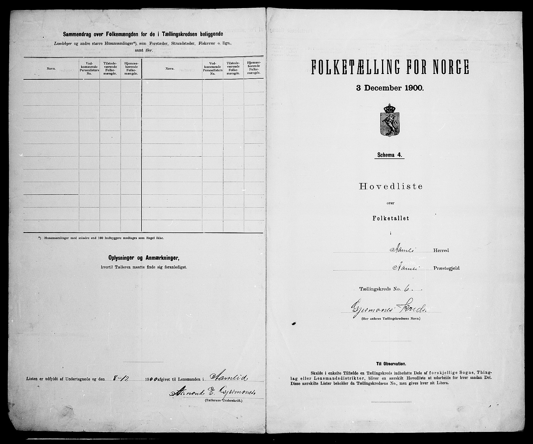 SAK, 1900 census for Åmli, 1900, p. 30