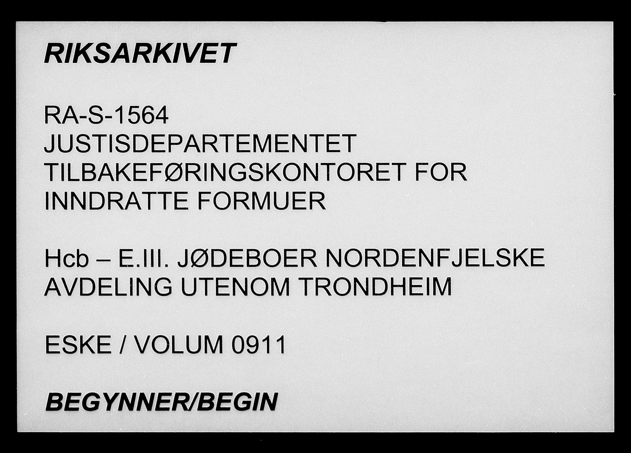 Justisdepartementet, Tilbakeføringskontoret for inndratte formuer, AV/RA-S-1564/H/Hc/Hcb/L0911: --, 1945-1947, p. 1