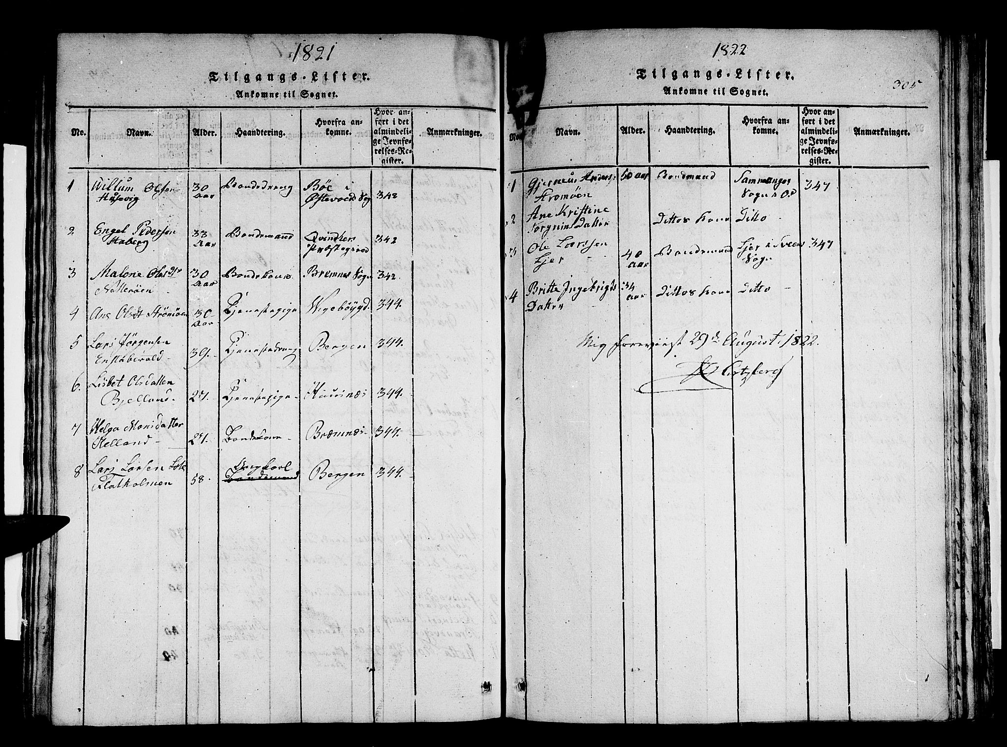 Stord sokneprestembete, AV/SAB-A-78201/H/Haa: Parish register (official) no. A 5, 1816-1825, p. 305