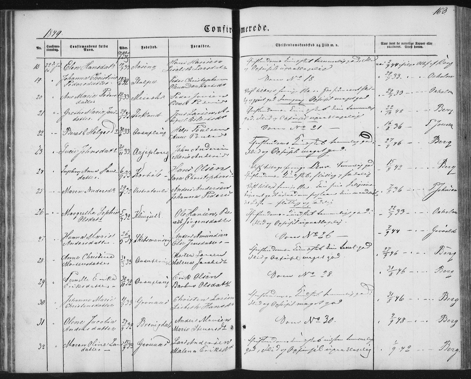 Ministerialprotokoller, klokkerbøker og fødselsregistre - Nordland, AV/SAT-A-1459/852/L0738: Parish register (official) no. 852A08, 1849-1865, p. 163