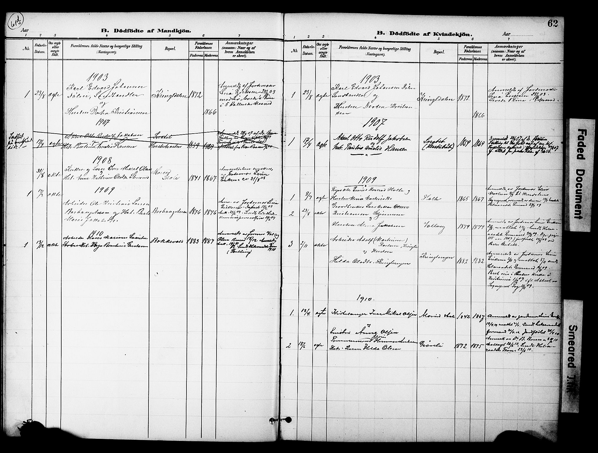Nannestad prestekontor Kirkebøker, SAO/A-10414a/G/Gc/L0001: Parish register (copy) no. III 1, 1901-1916, p. 62