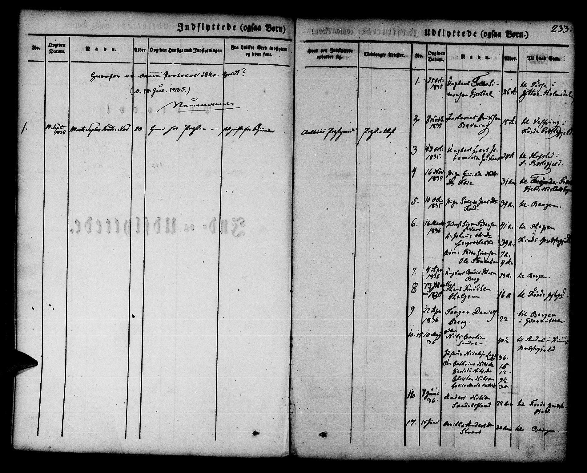 SAB, Jølster sokneprestembete, SAB/A-80701/H/Haa/Haaa/L0009Parish register (official) no. A 9, 1833-1848, p. 233