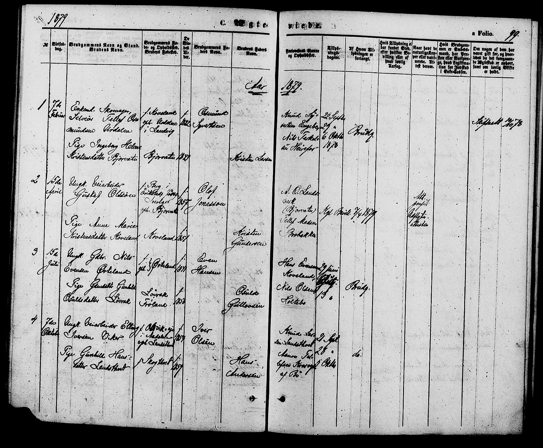 Herefoss sokneprestkontor, AV/SAK-1111-0019/F/Fa/Faa/L0002: Parish register (official) no. A 2, 1861-1886, p. 99